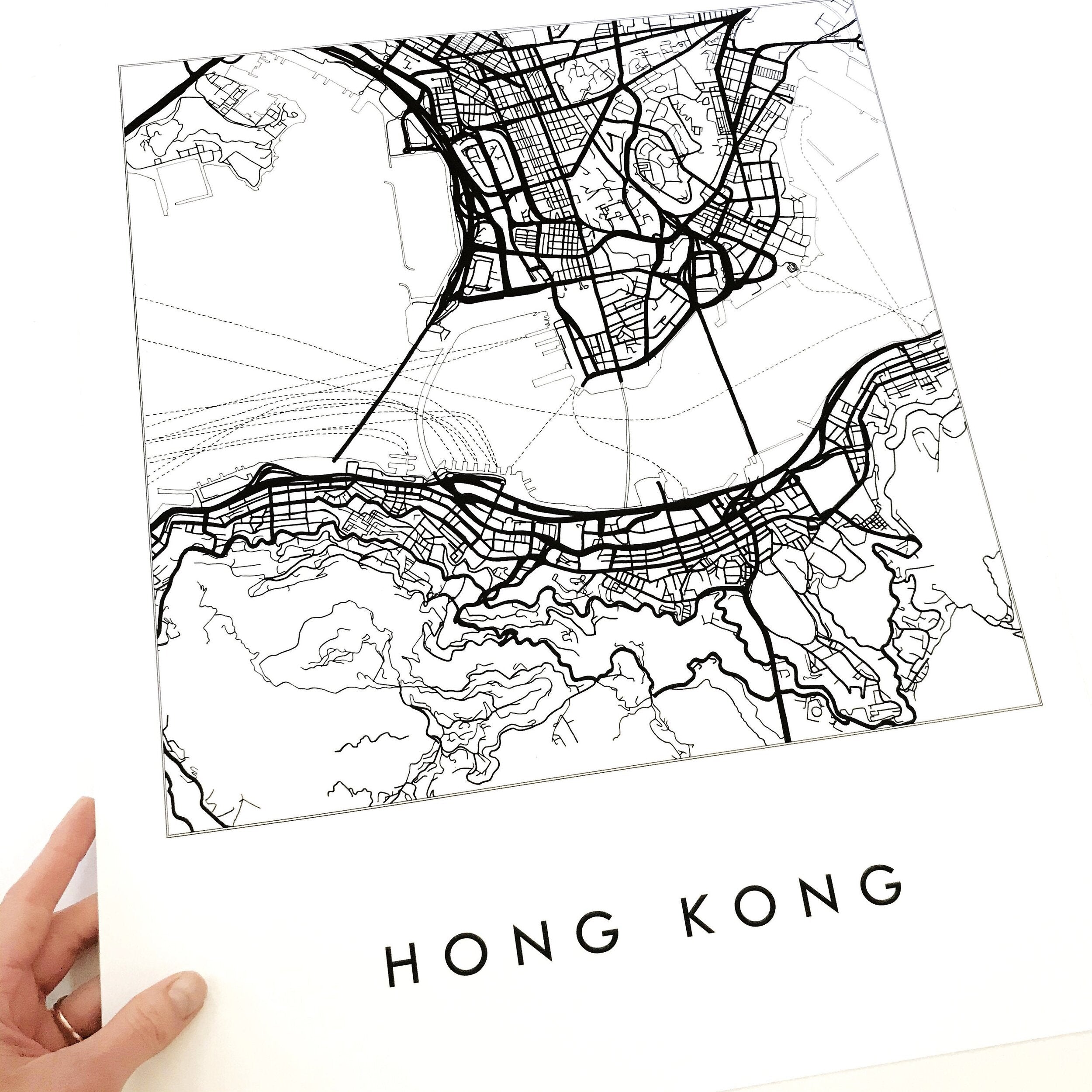HONG KONG City Lines Map: PRINT