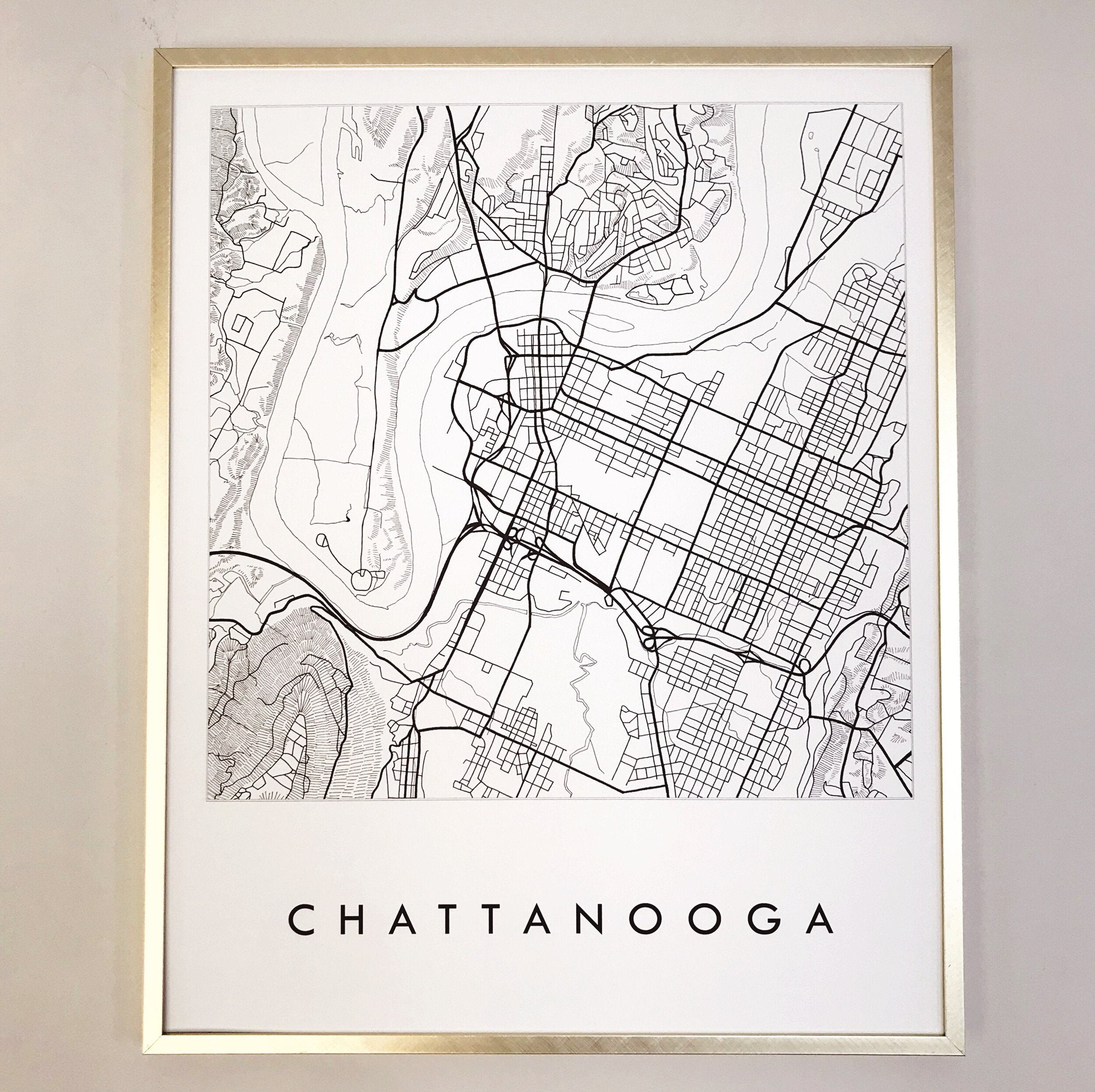 CHATTANOOGA City Lines Map: PRINT