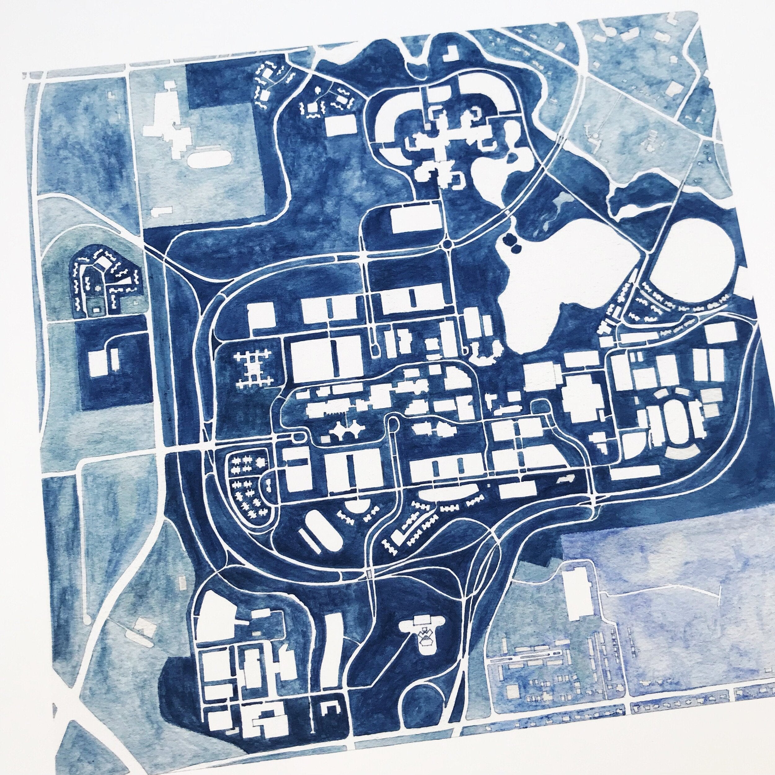 UNIVERSITY at BUFFALO SUNY Campus Watercolor Map: PRINT