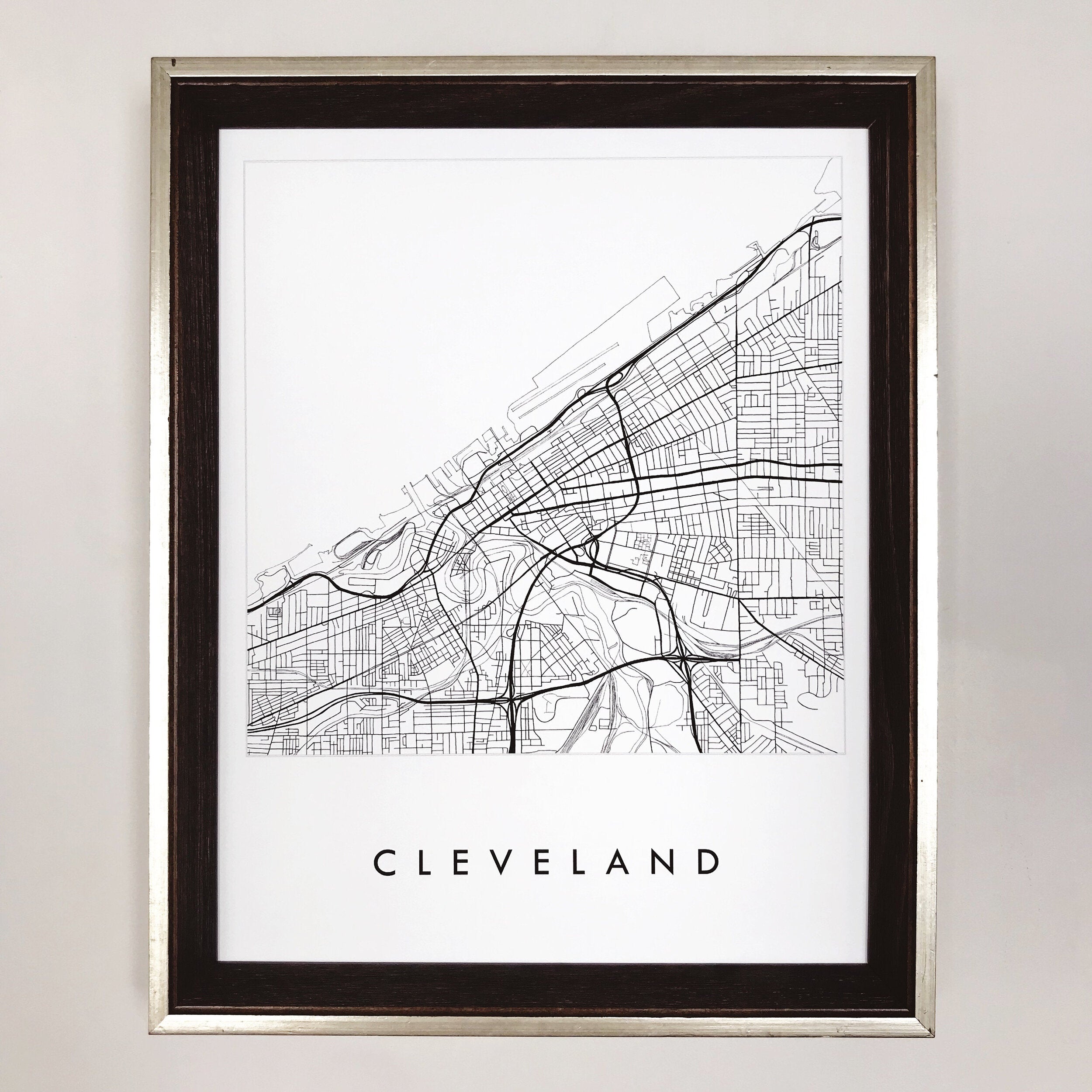 CLEVELAND City Lines Map: PRINT