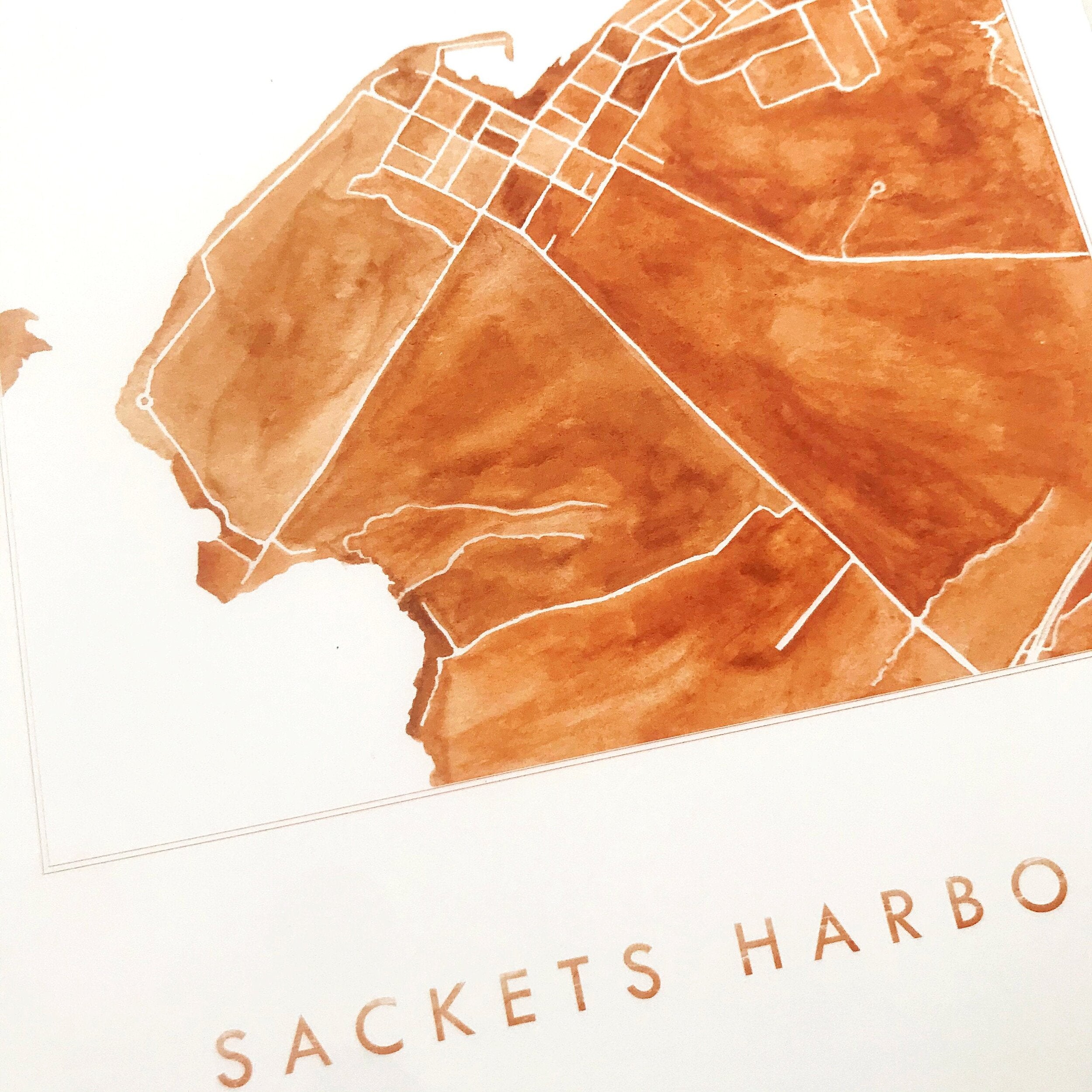 SACKETS HARBOR New York Watercolor City Blocks Map: PRINT