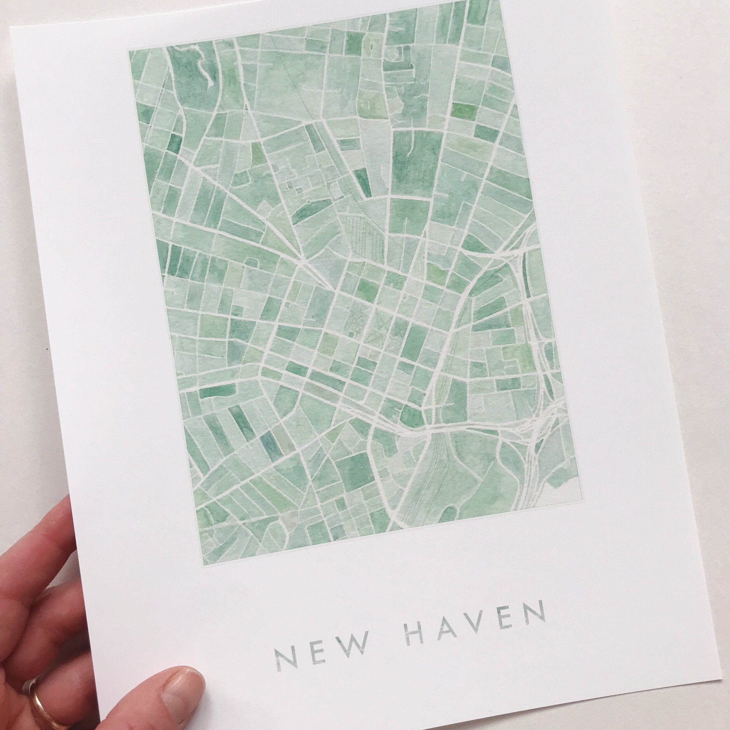 NEW HAVEN Watercolor City Blocks Map: PRINT