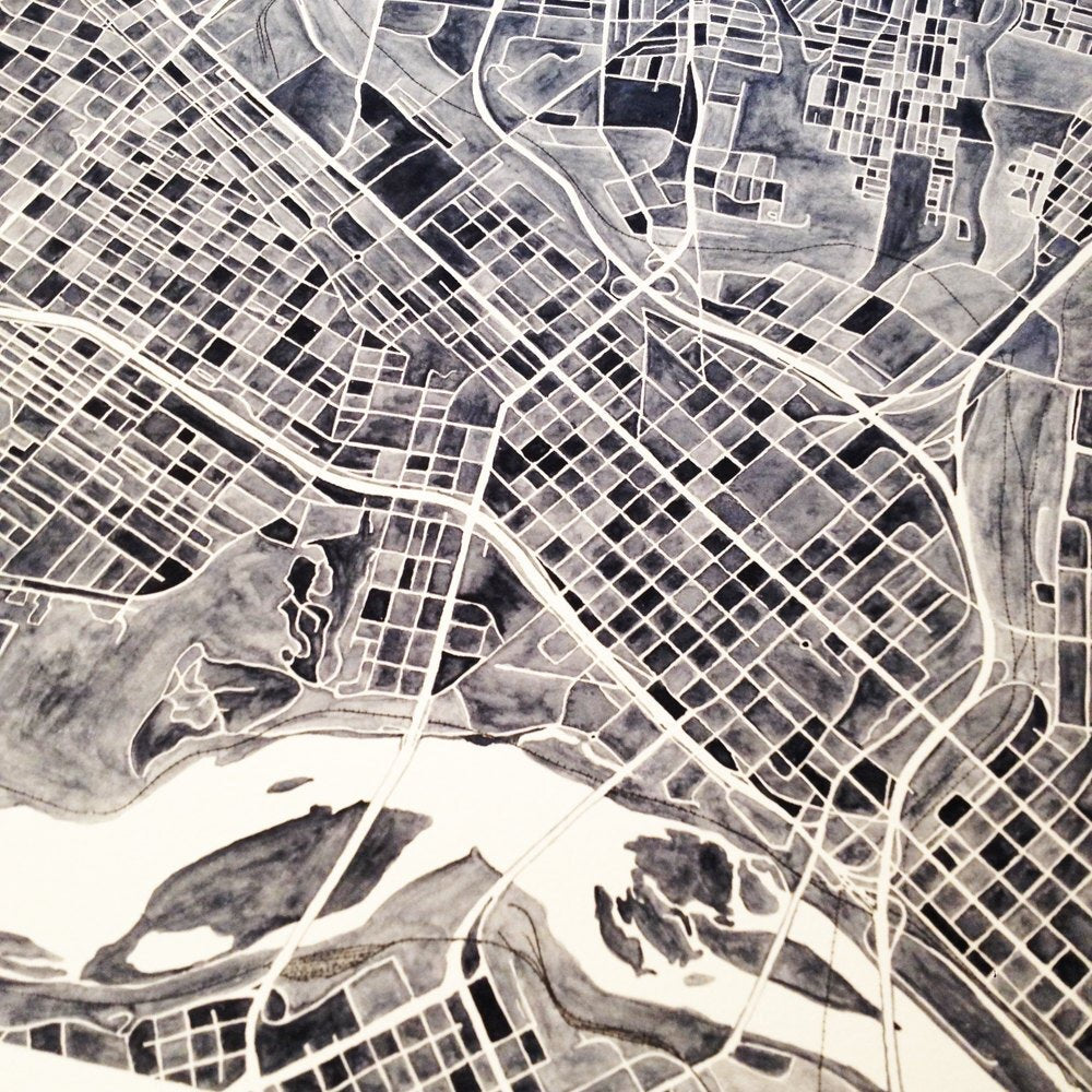 RICHMOND Watercolor City Blocks Map: ORIGINAL PAINTING (Commission)