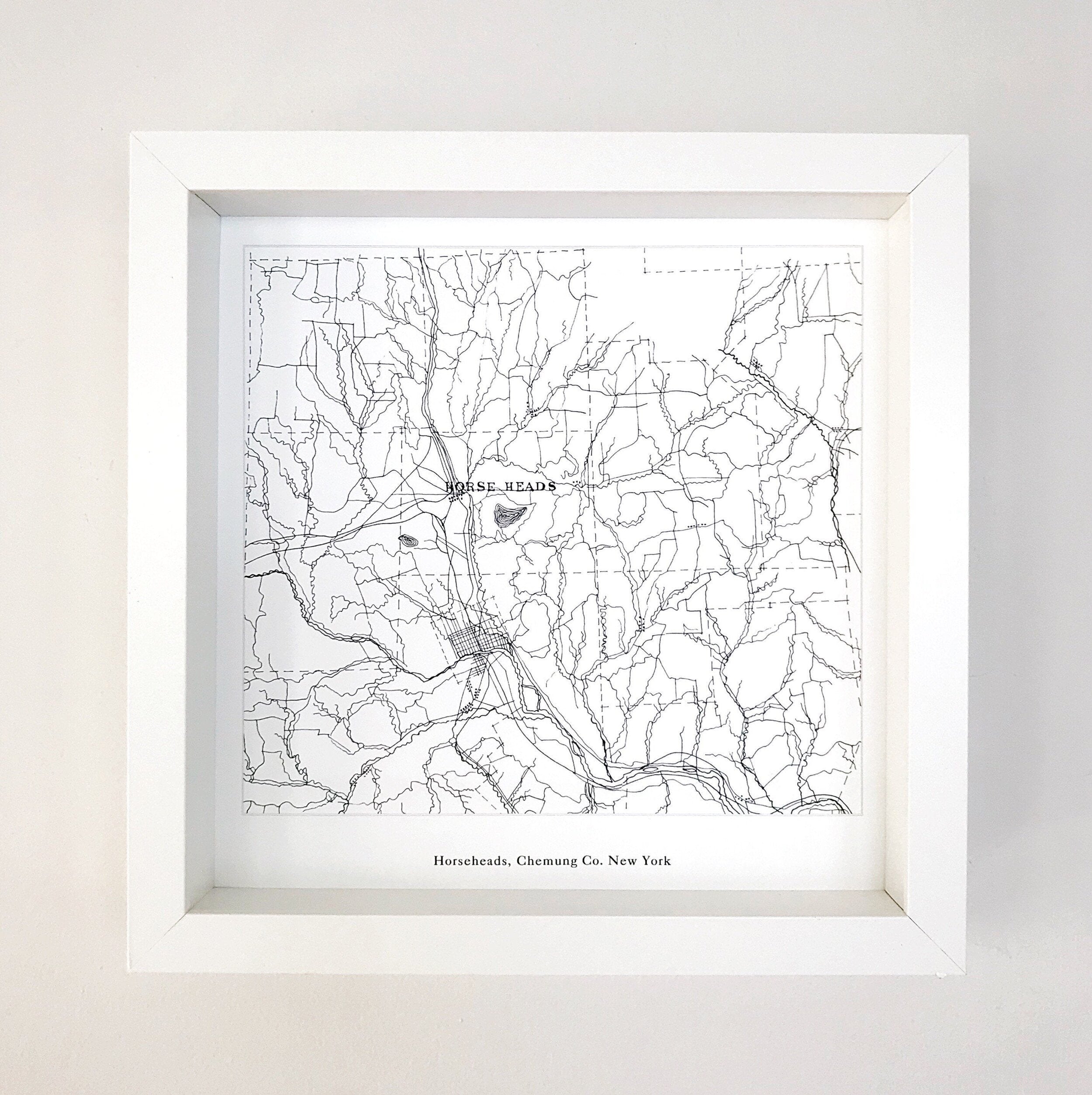 HORSEHEADS New York Map Drawing: PRINT