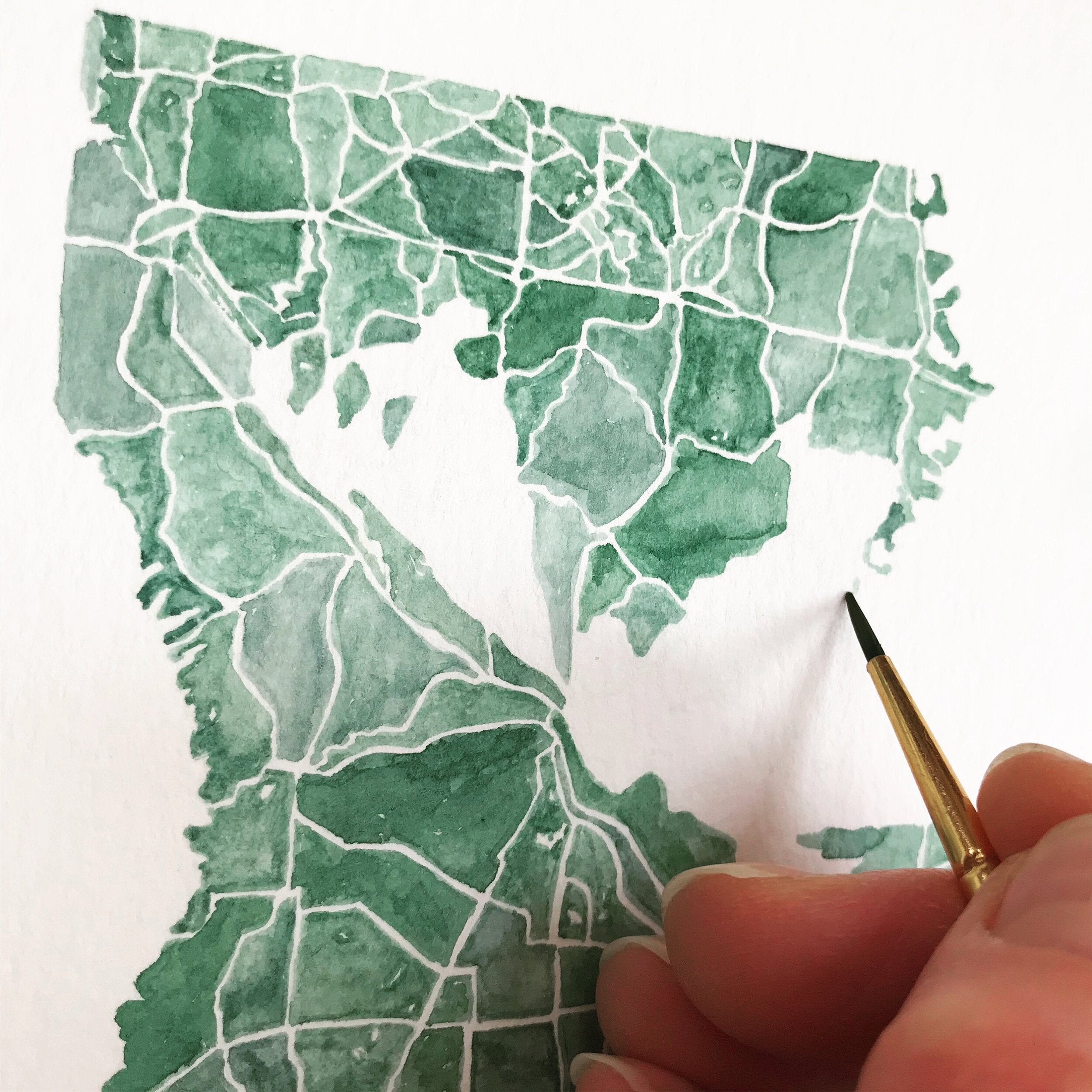 YOUR STATE Watercolor Map: ORIGINAL PAINTING (Commission)