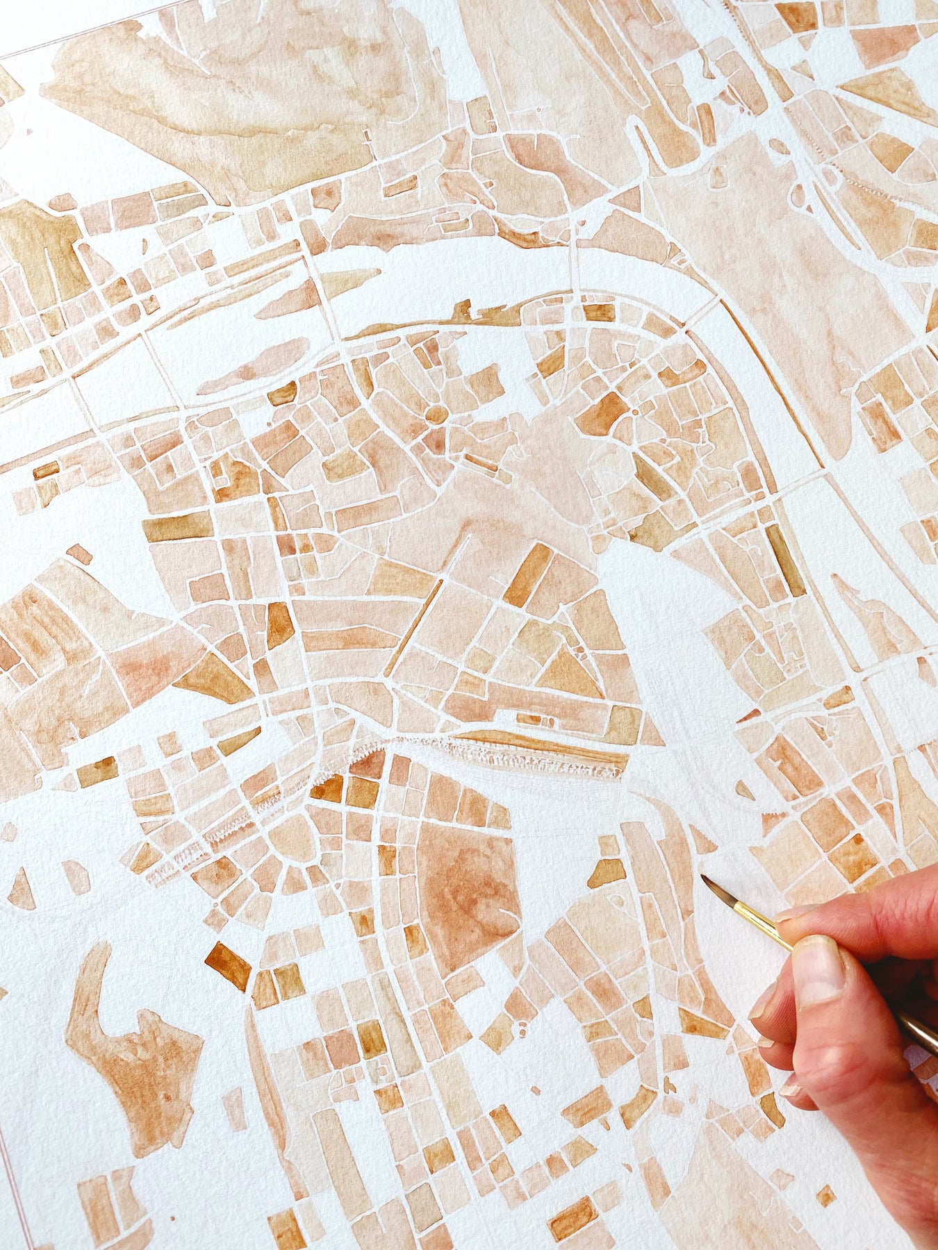 Original Watercolor City Blocks Maps
