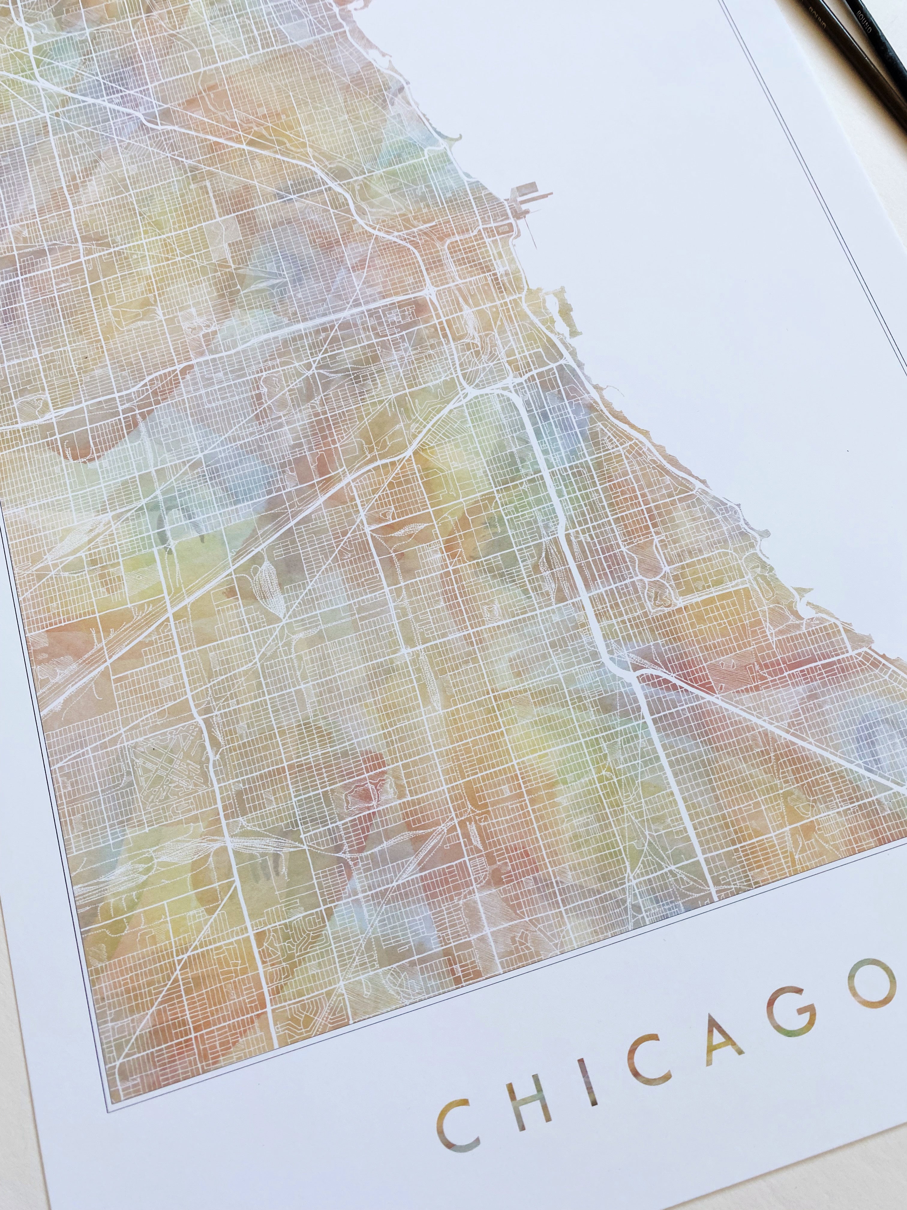 Greater CHICAGO Rainbow PRIDE Watercolor Map: PRINT