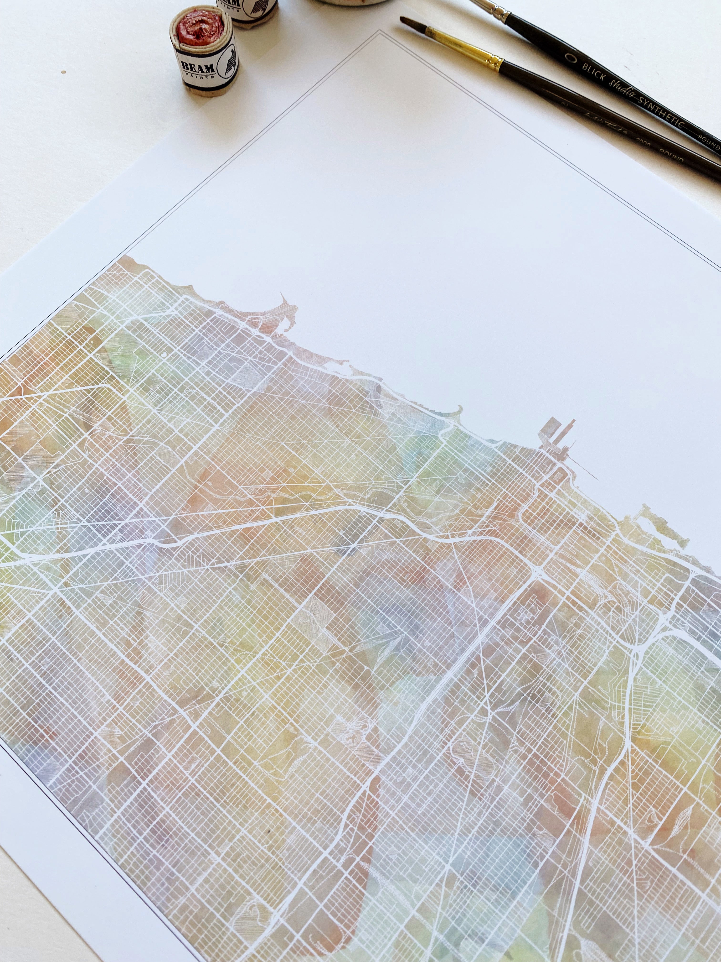 Greater CHICAGO Rainbow PRIDE Watercolor Map: PRINT