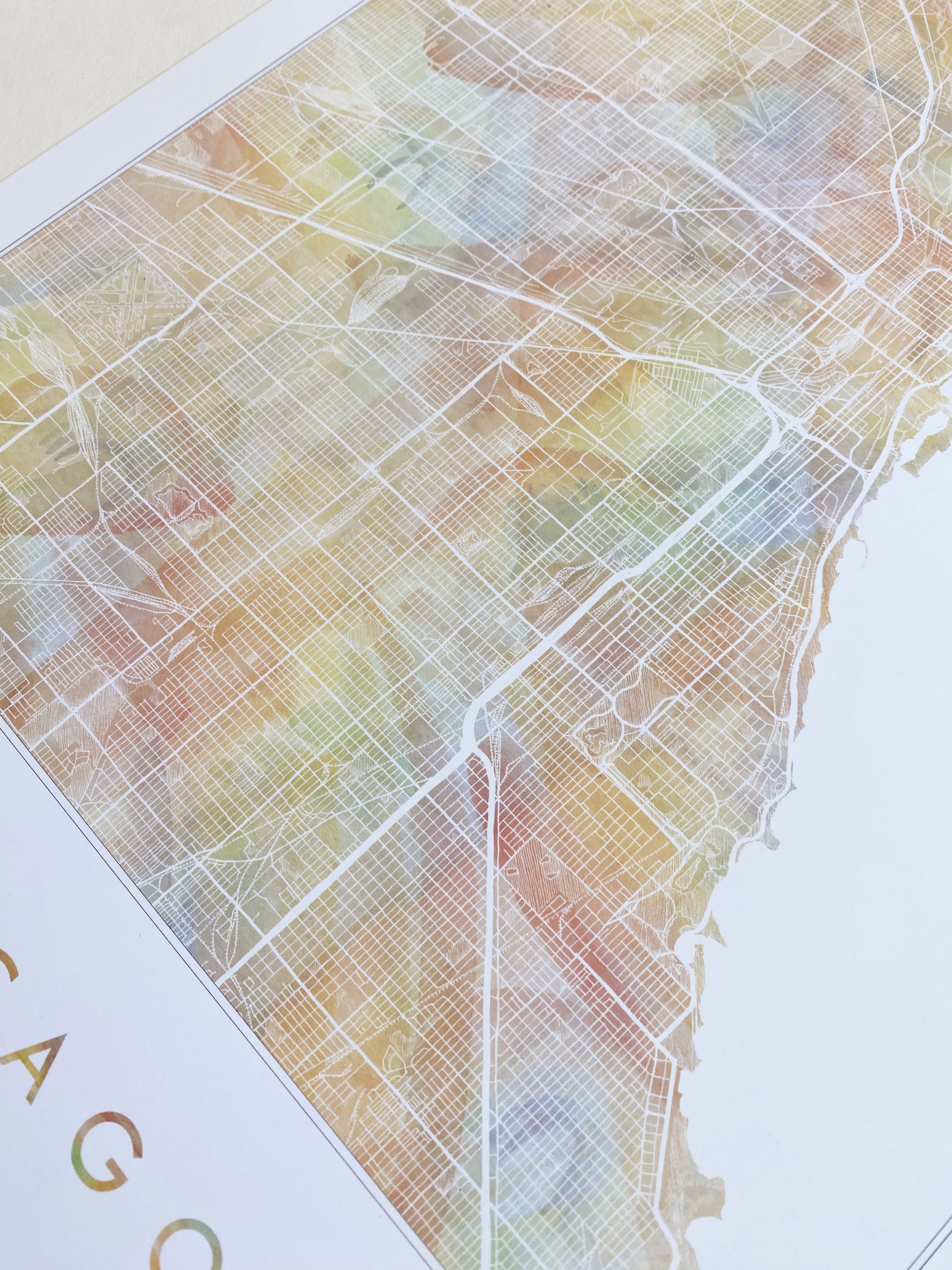 Greater CHICAGO Rainbow PRIDE Watercolor Map: PRINT