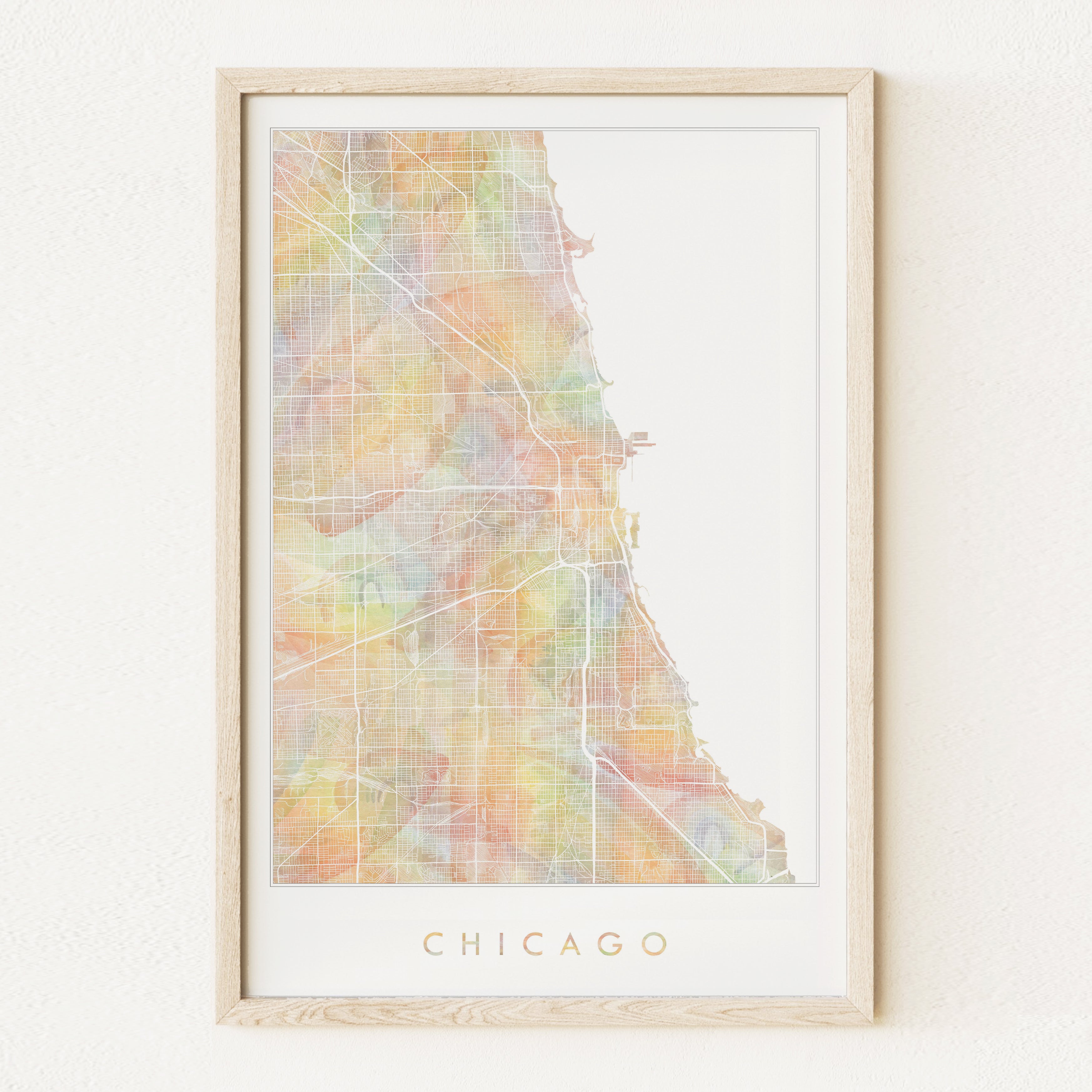 Greater CHICAGO Rainbow PRIDE Watercolor Map: PRINT