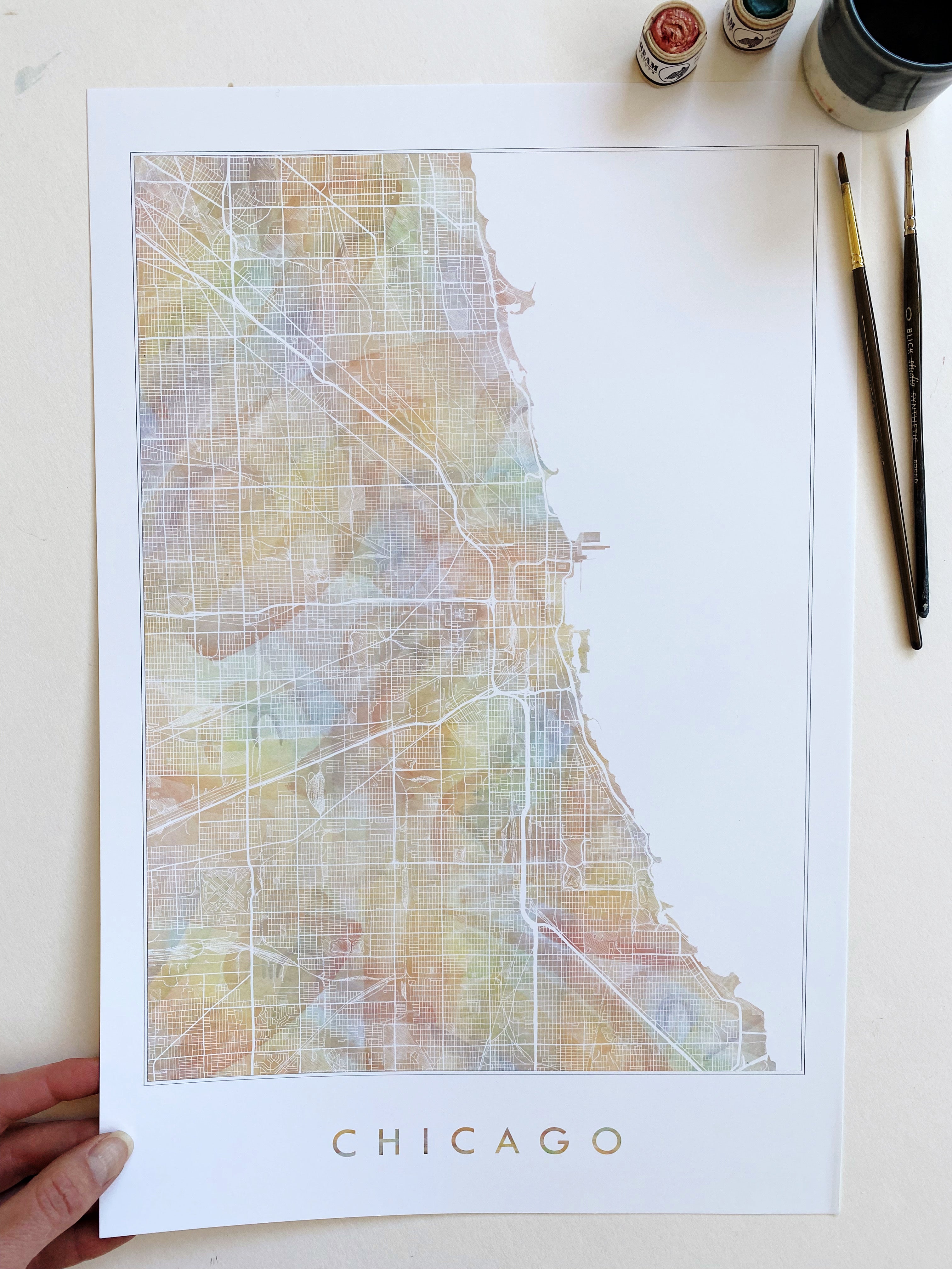 Greater CHICAGO Rainbow PRIDE Watercolor Map: PRINT