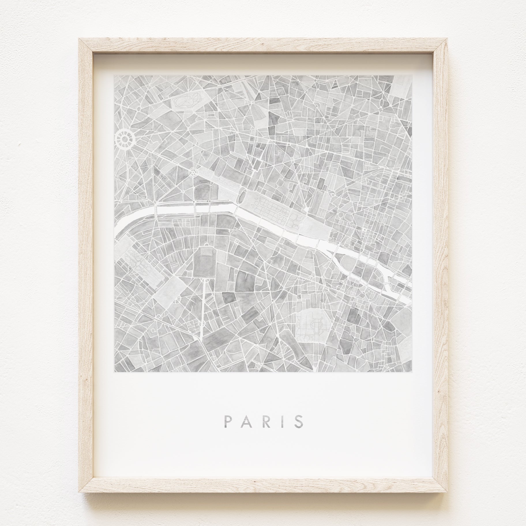 PARIS Watercolor City Blocks Map: PRINT