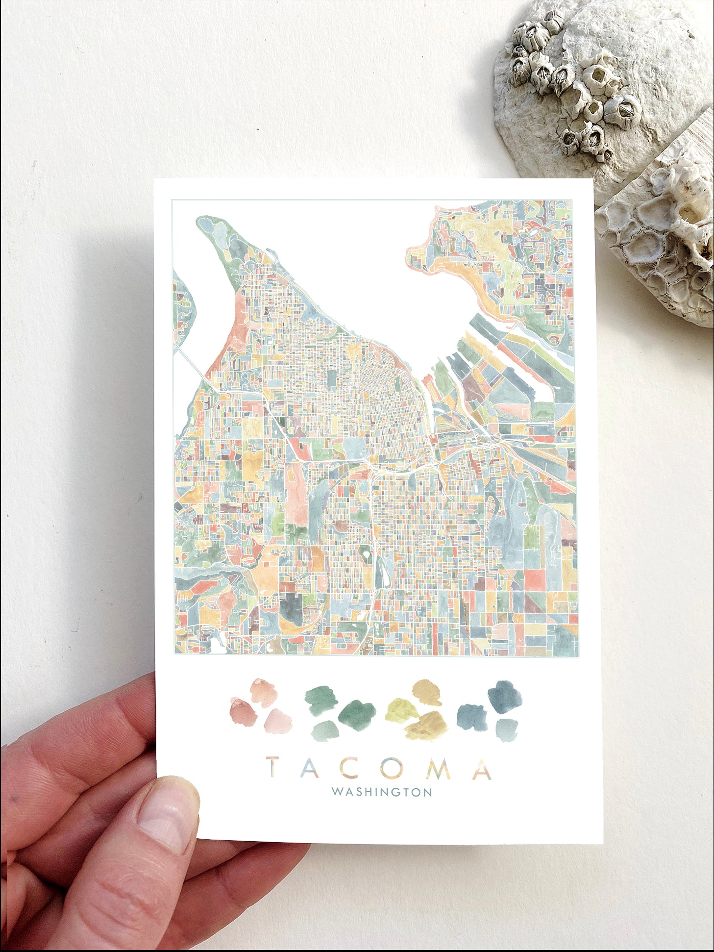 ColorFULL TACOMA Washington Map Postcard