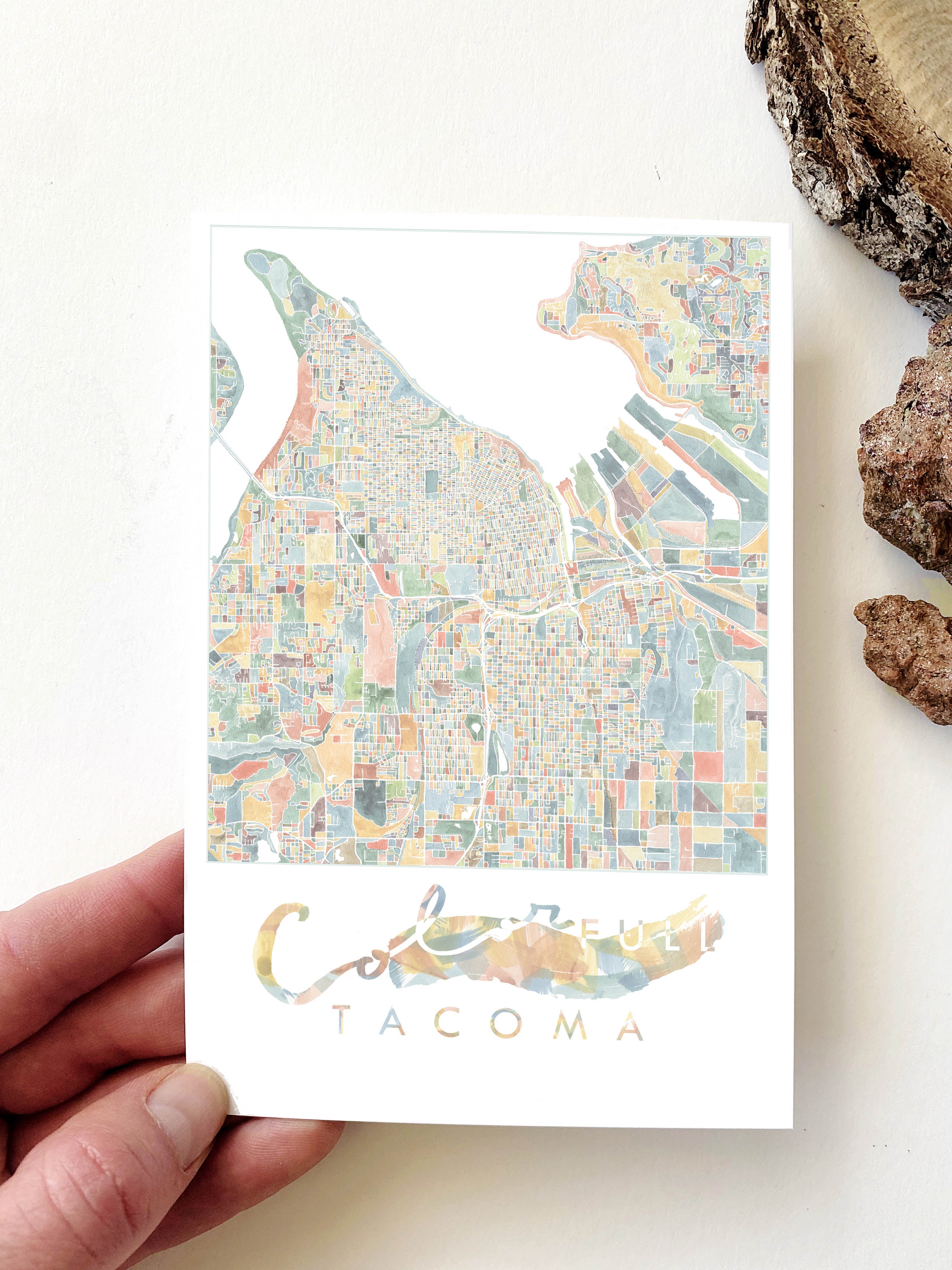 ColorFULL TACOMA Washington Map Postcard