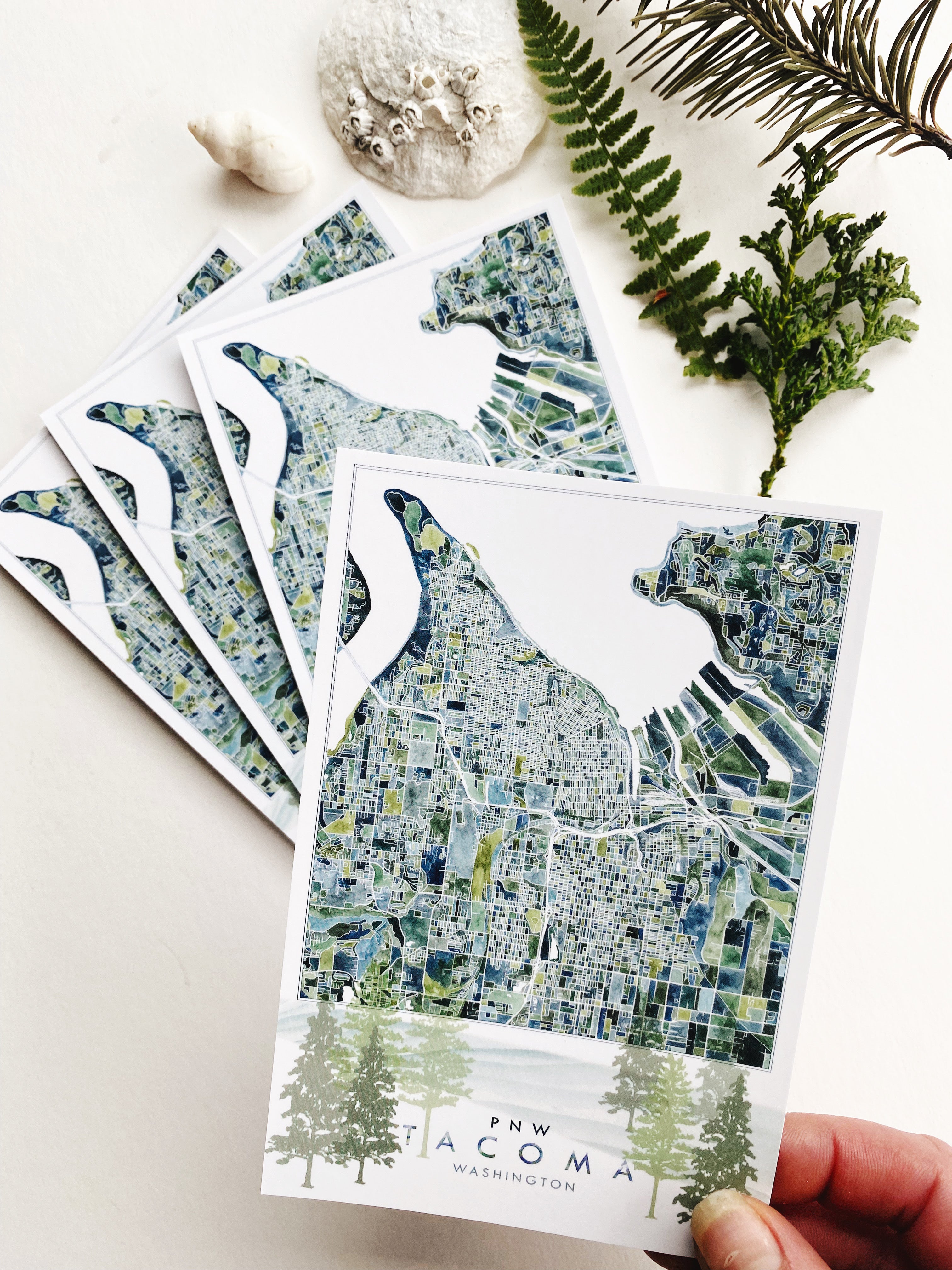 PNW TACOMA Washington Map Postcard