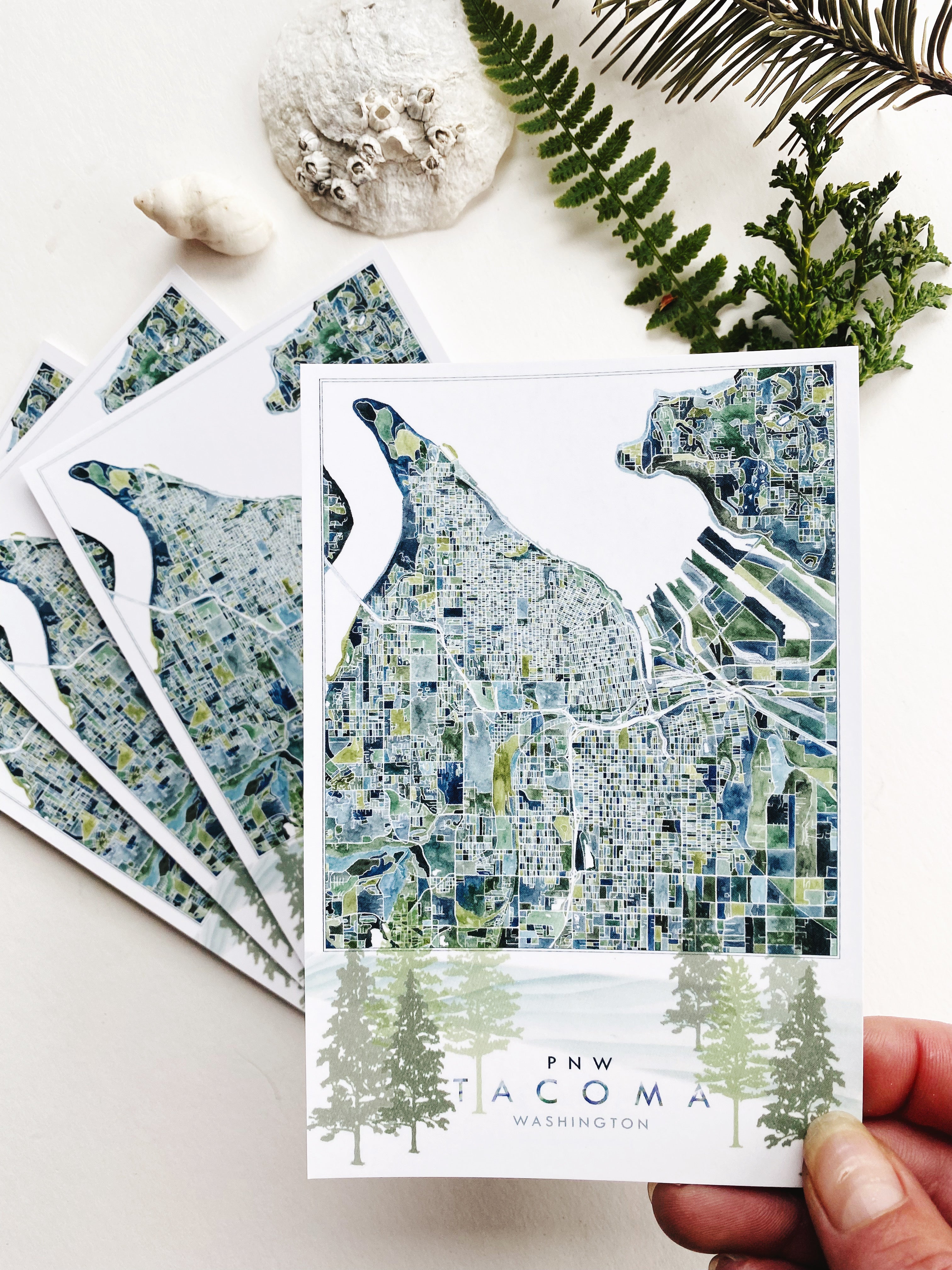 PNW TACOMA Washington Map Postcard