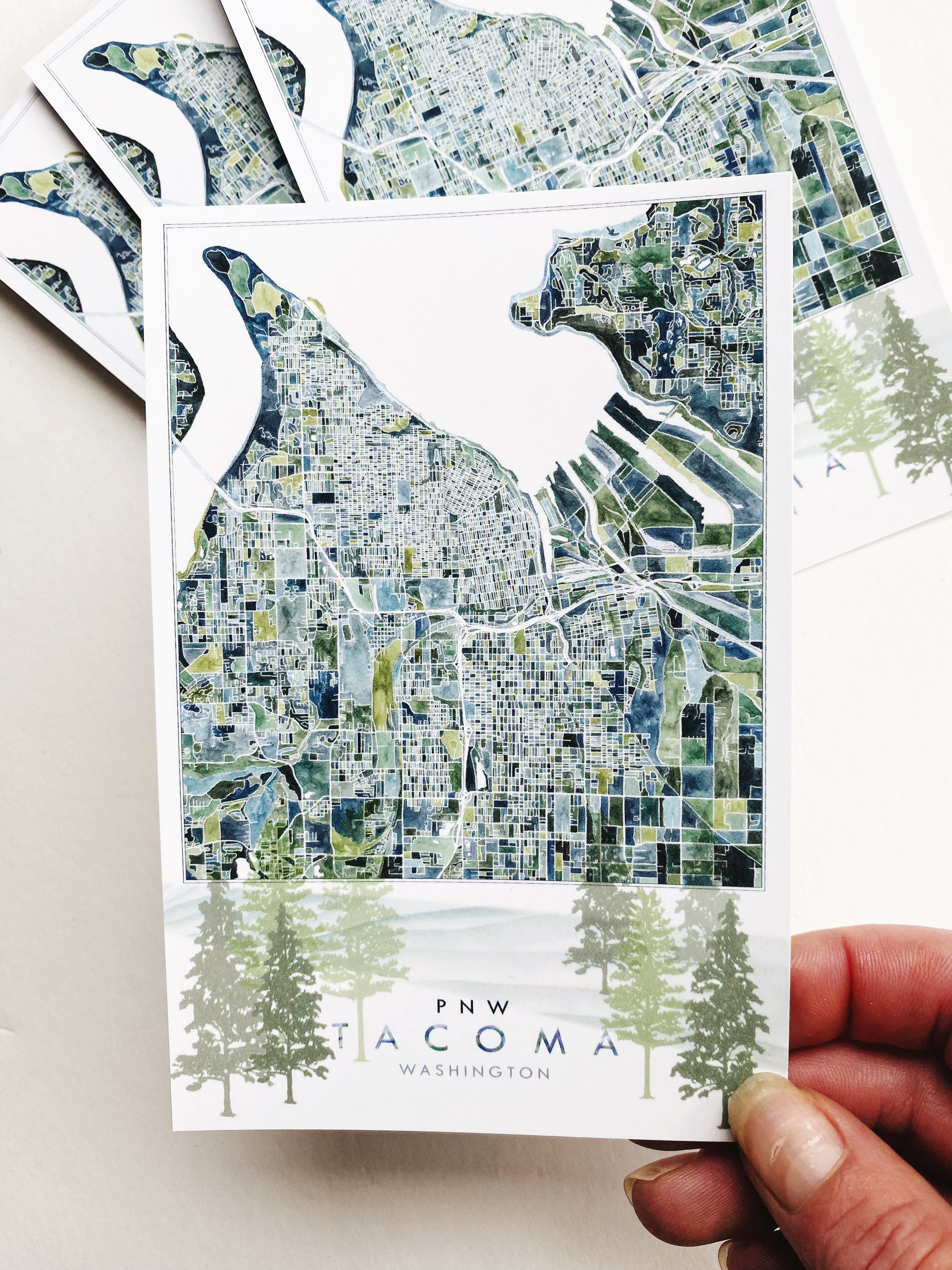 PNW TACOMA Washington Map Postcard