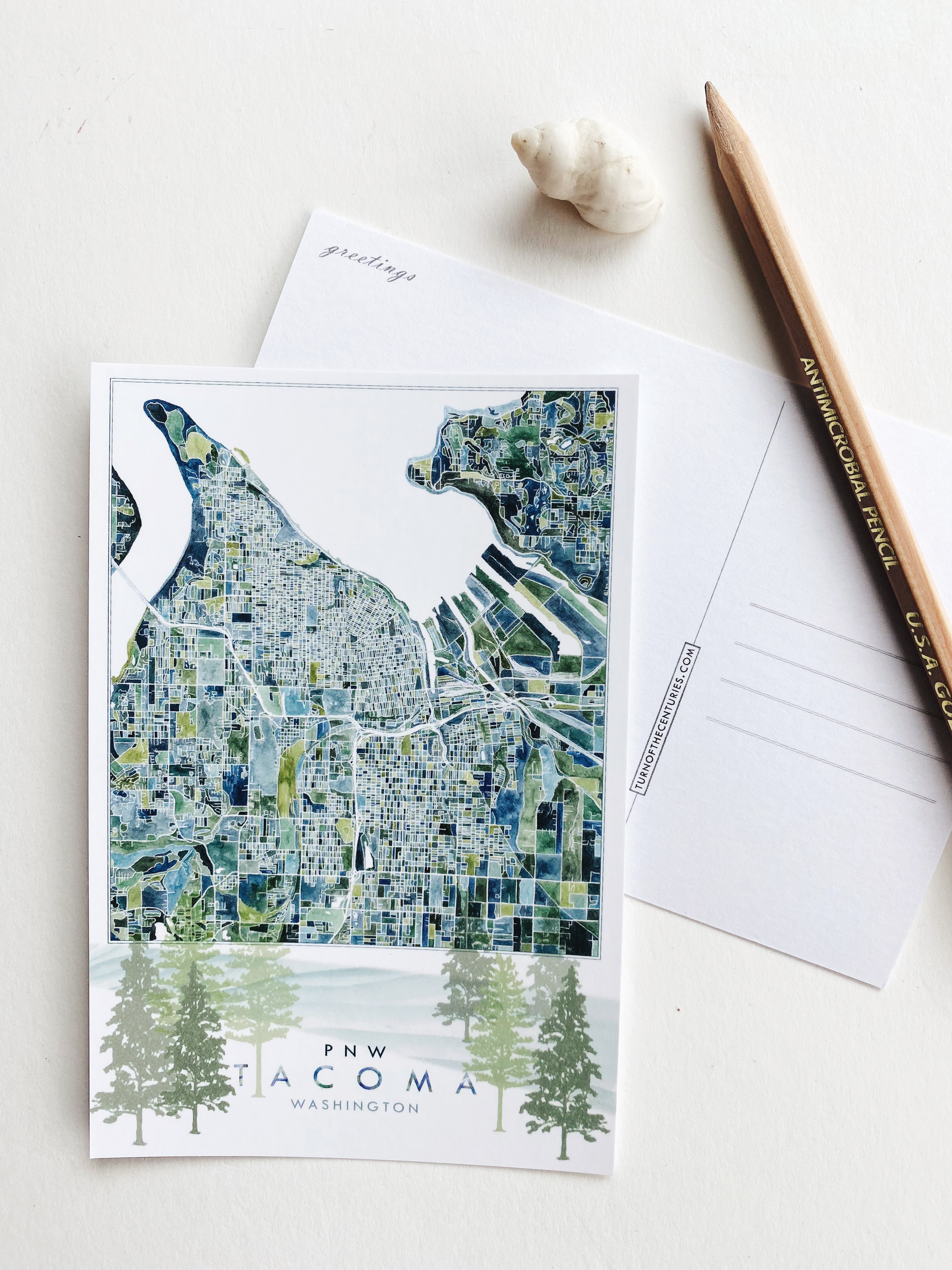 PNW TACOMA Washington Map Postcard