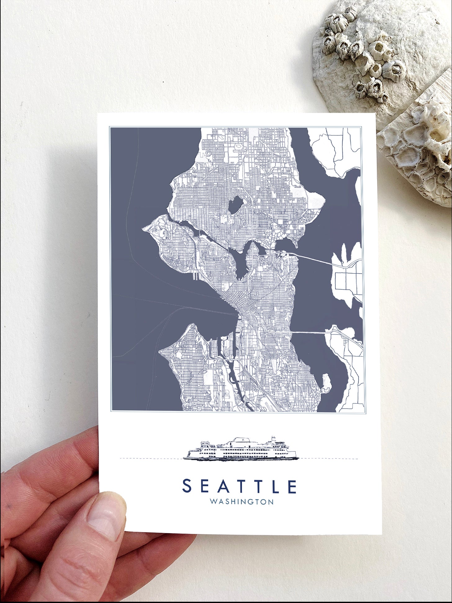 SEATTLE Washington "Blueprint" Map Postcard