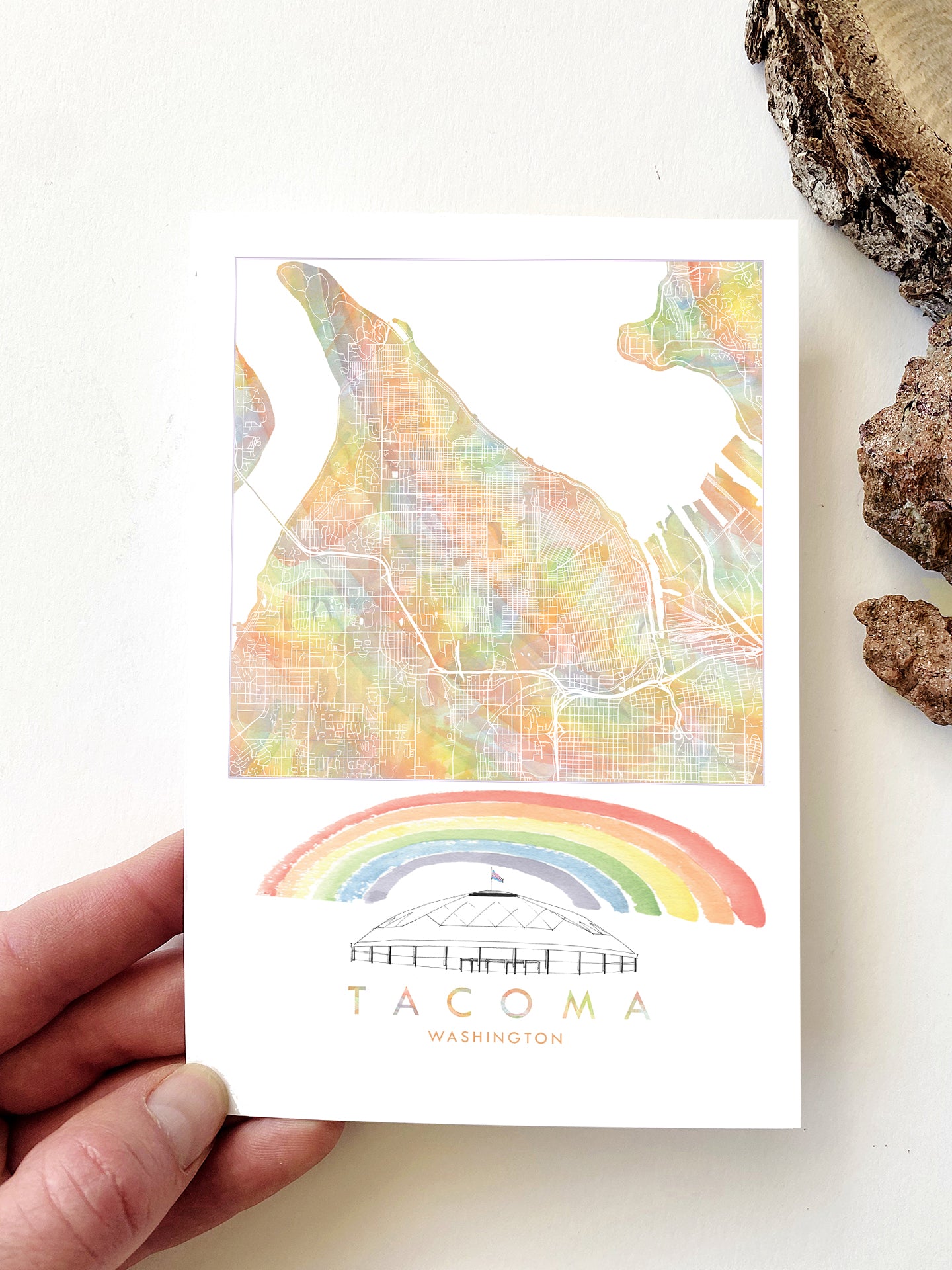 TACOMA Washington Rainbow PRIDE Map Postcard