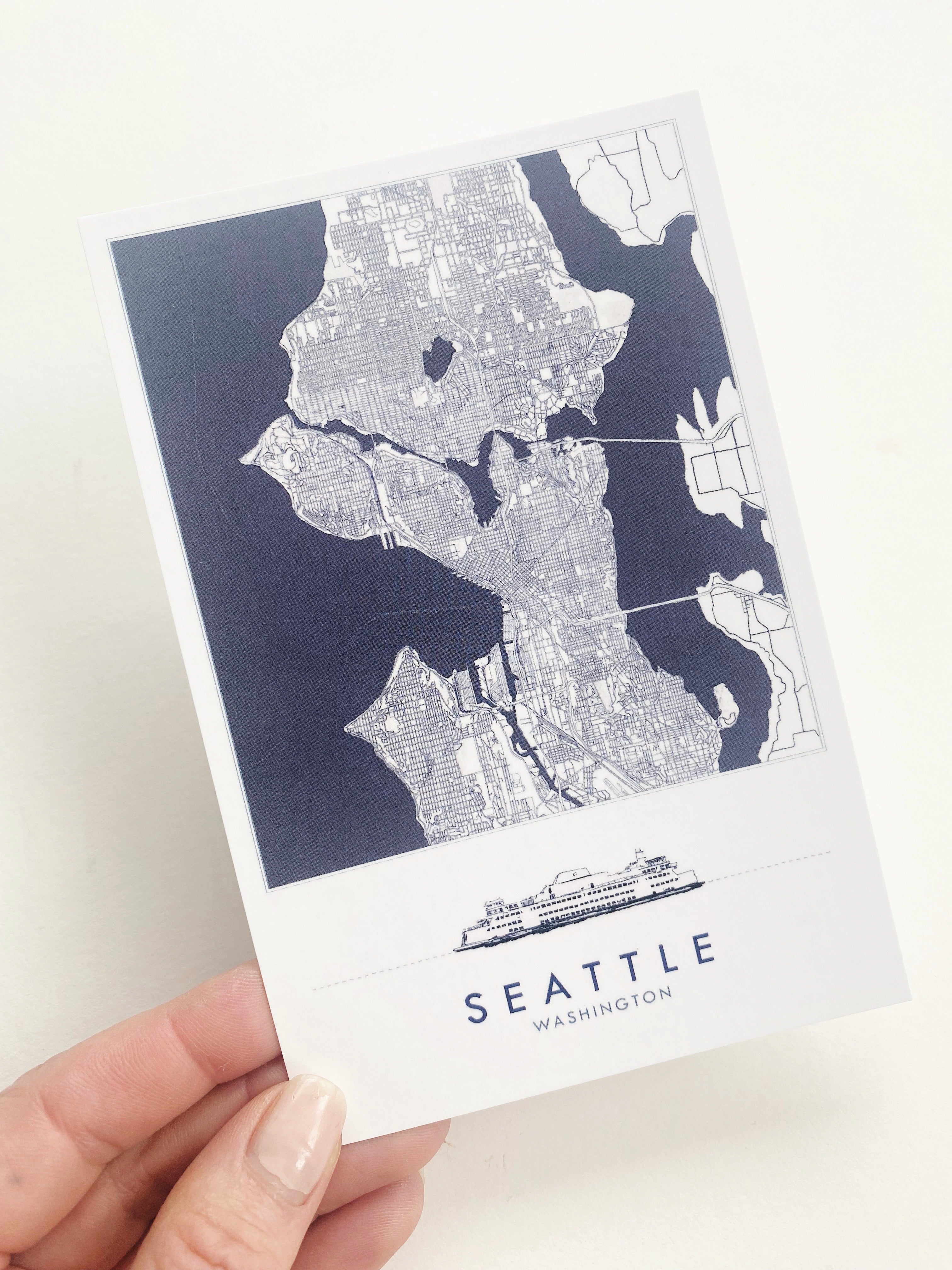 SEATTLE Washington "Blueprint" Map Postcard