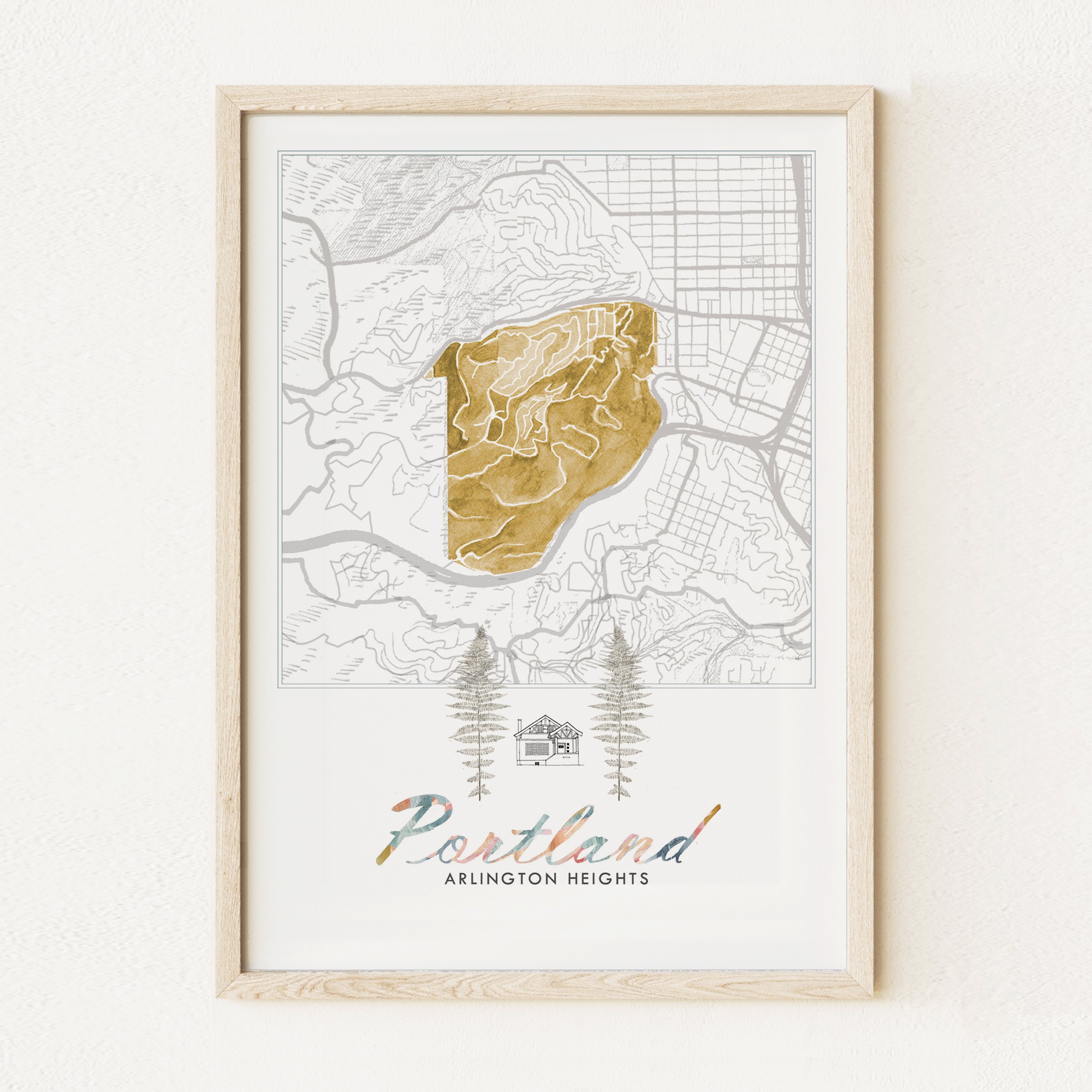 Arlington Heights PORTLAND Neighborhood Watercolor Map: PRINT