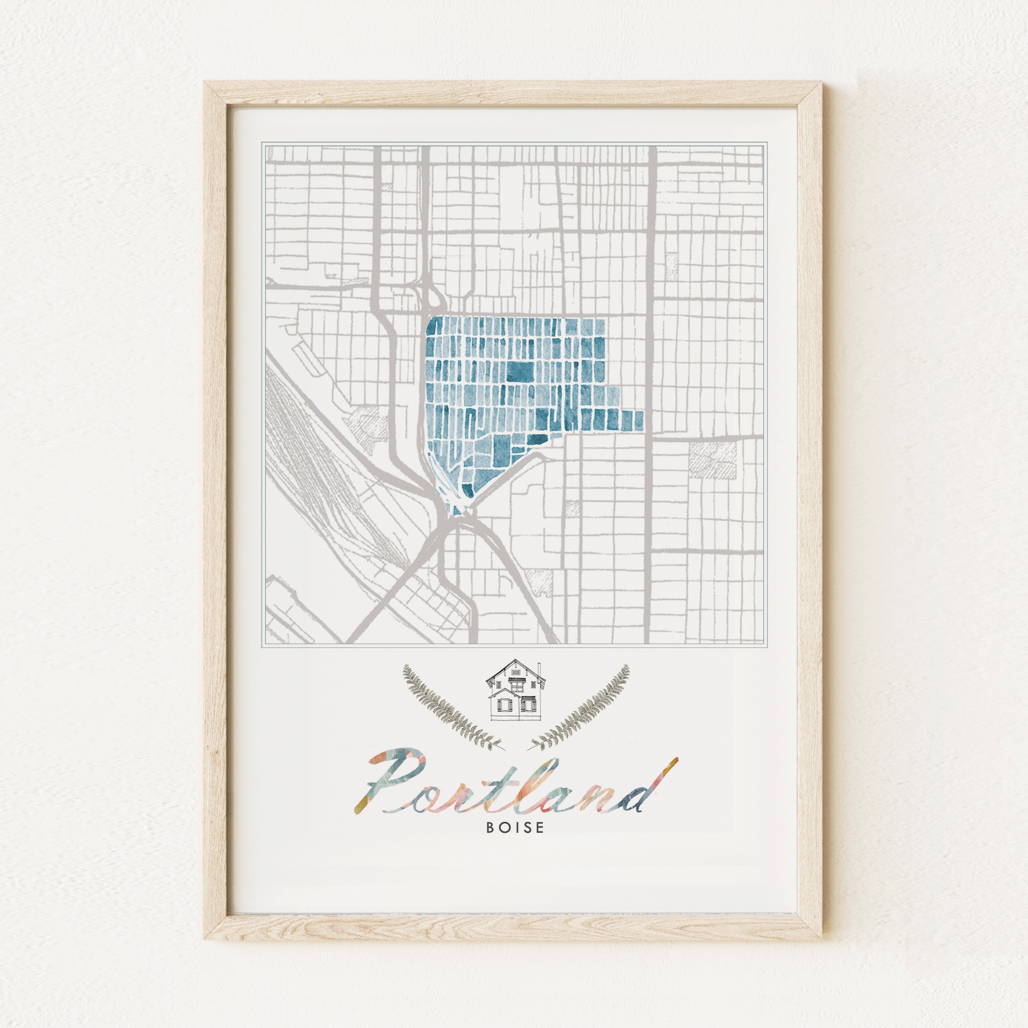 Boise PORTLAND Neighborhood Watercolor Map: PRINT
