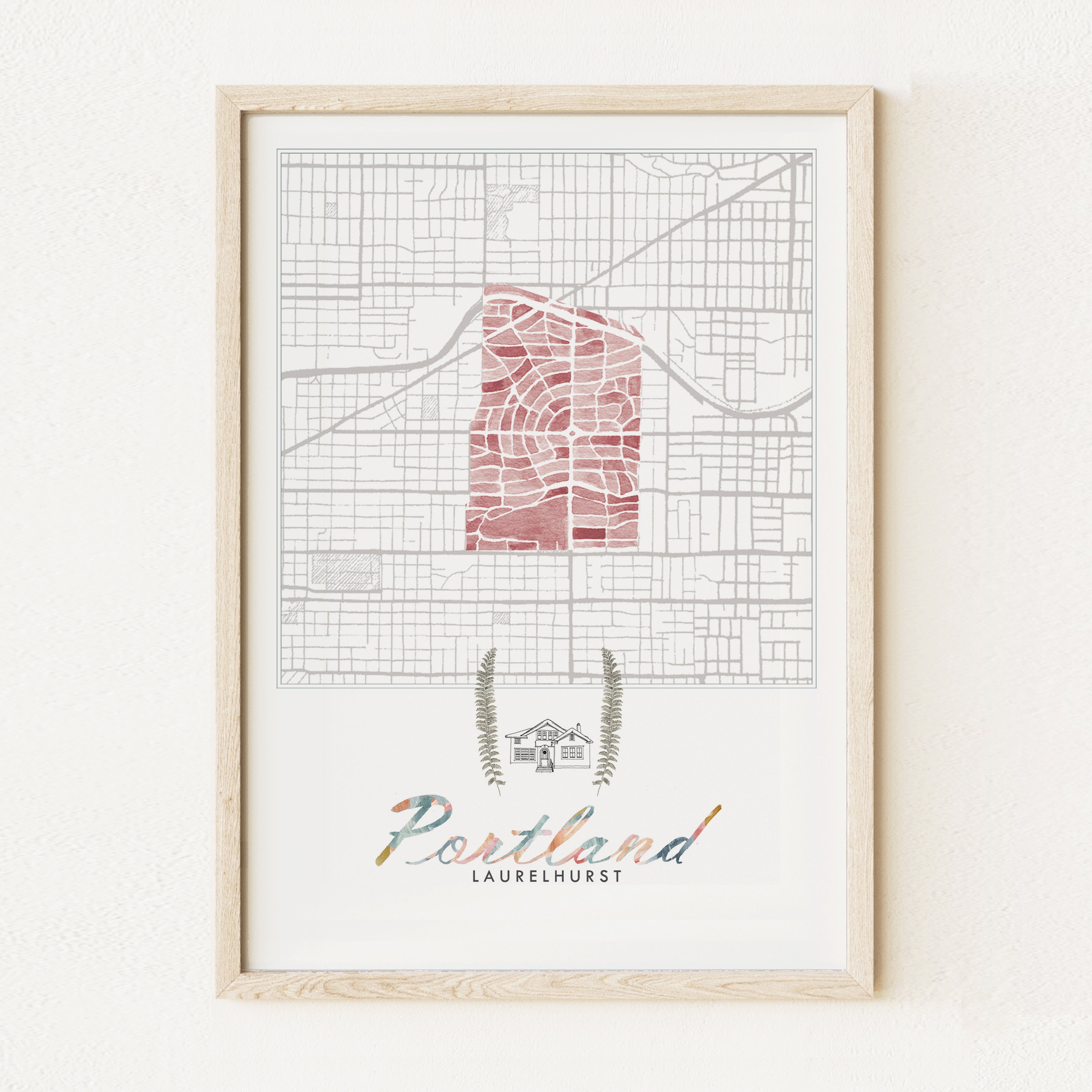 Laurelhurst PORTLAND Neighborhood Watercolor Map: PRINT