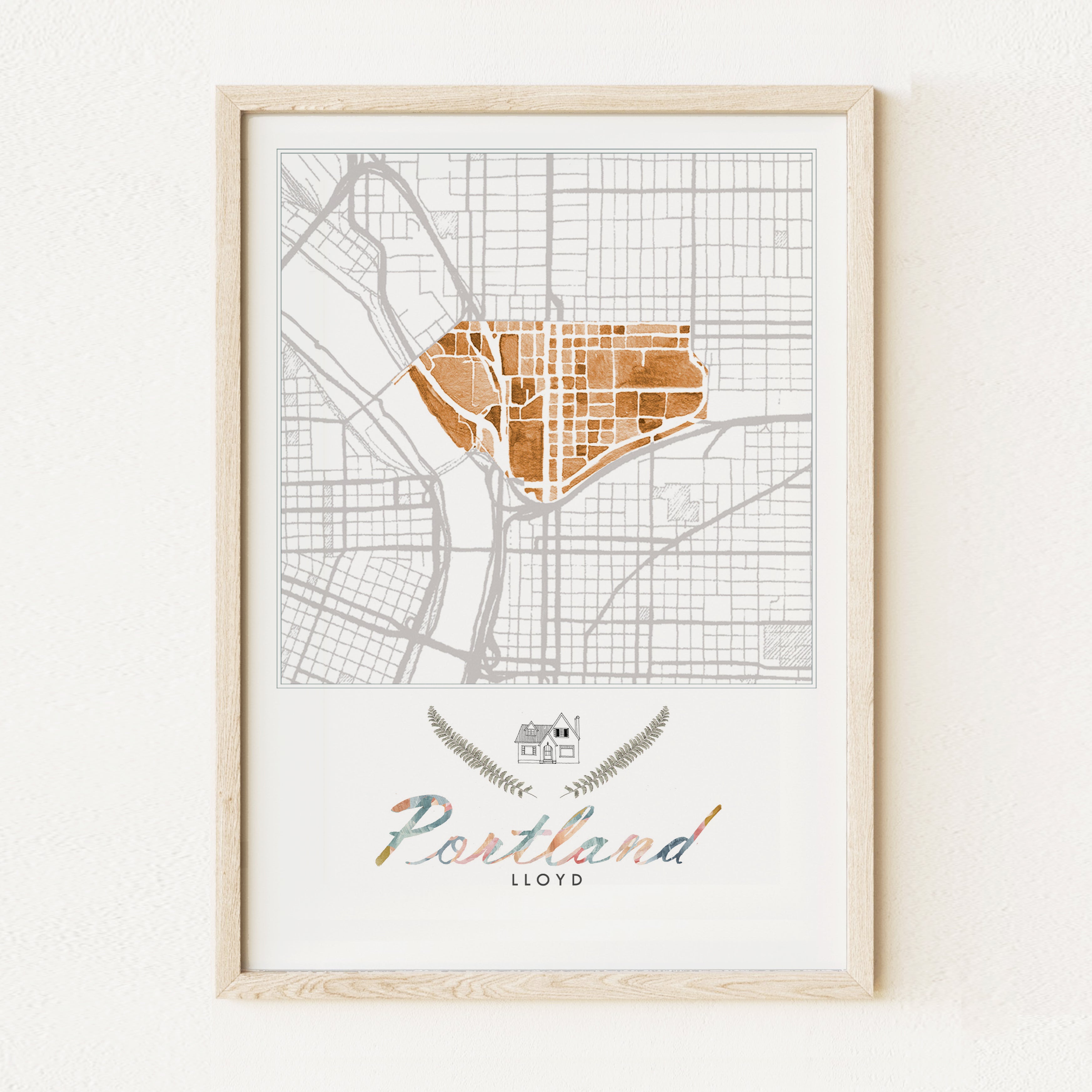 Lloyd PORTLAND Neighborhood Watercolor Map: PRINT