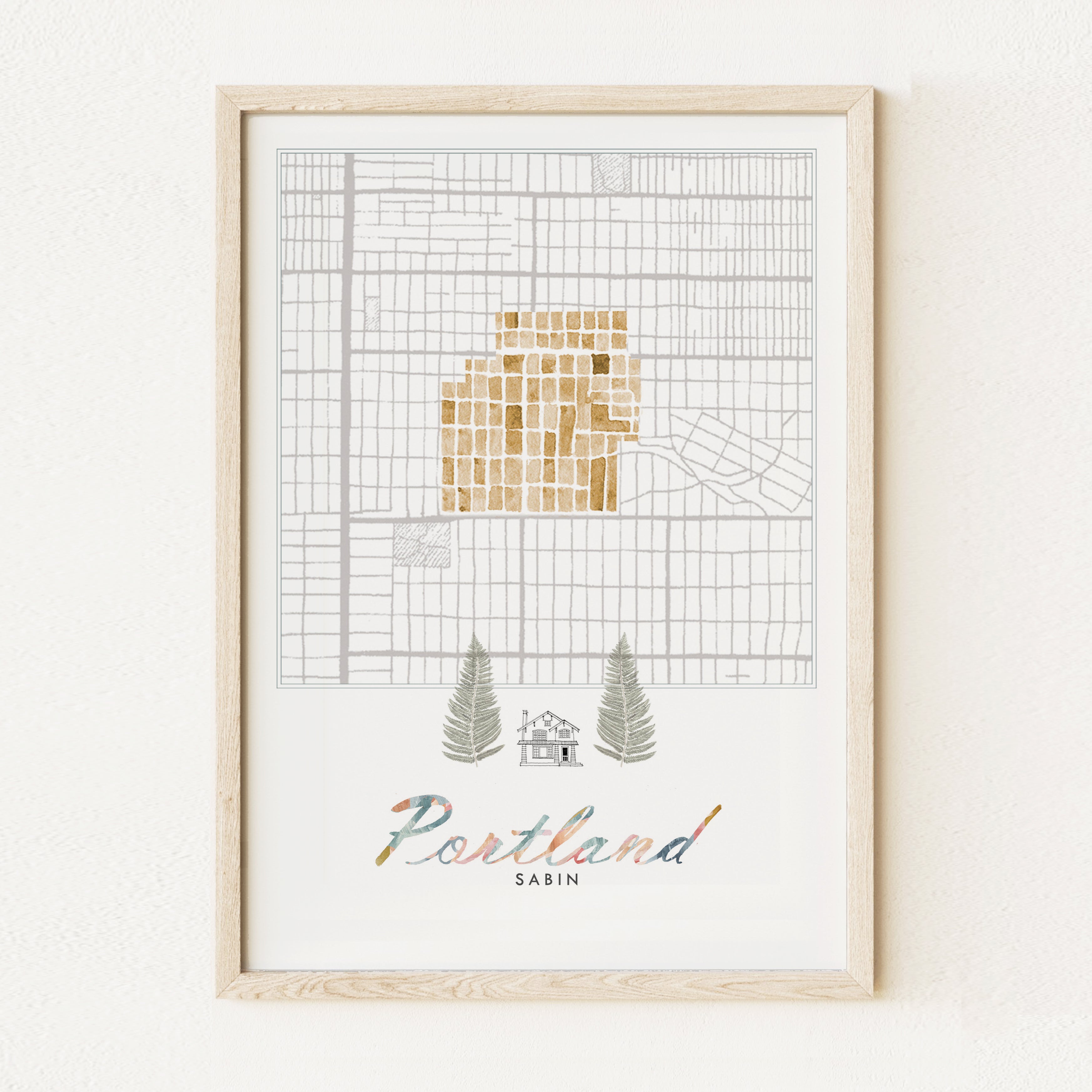 Sabin PORTLAND Neighborhood Watercolor Map: PRINT