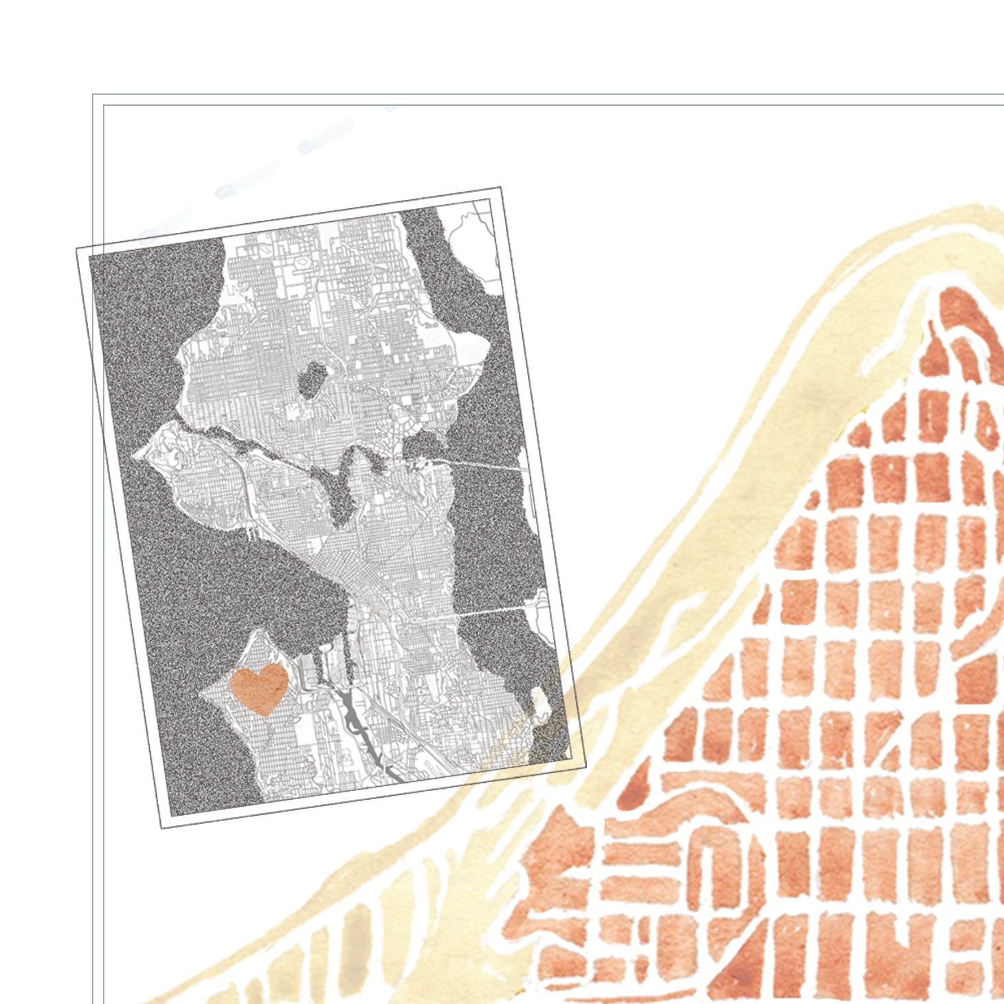 Admiral SEATTLE Neighborhood Watercolor Map: PRINT