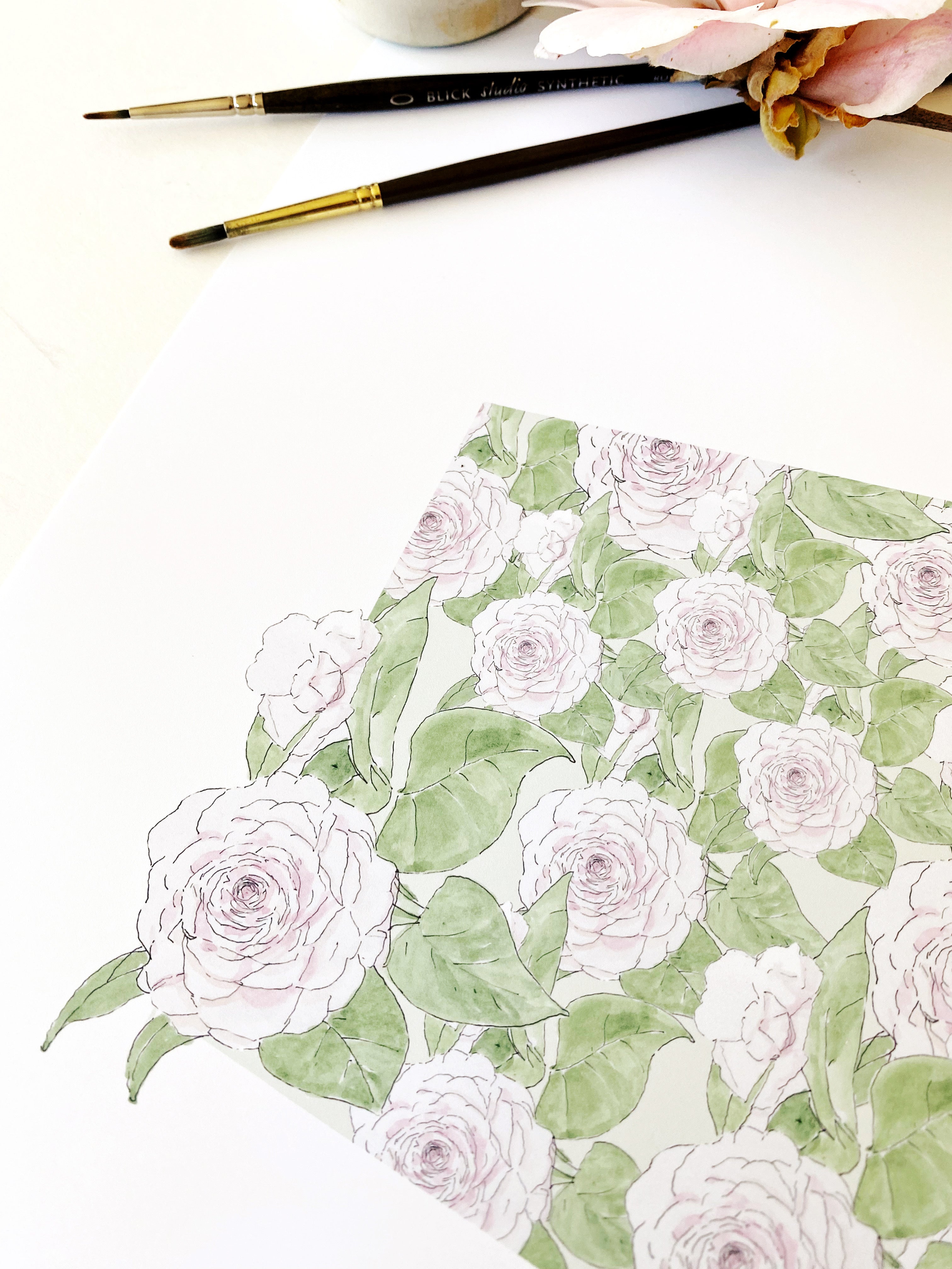 ALABAMA State Flower Map: Camellia: PRINT