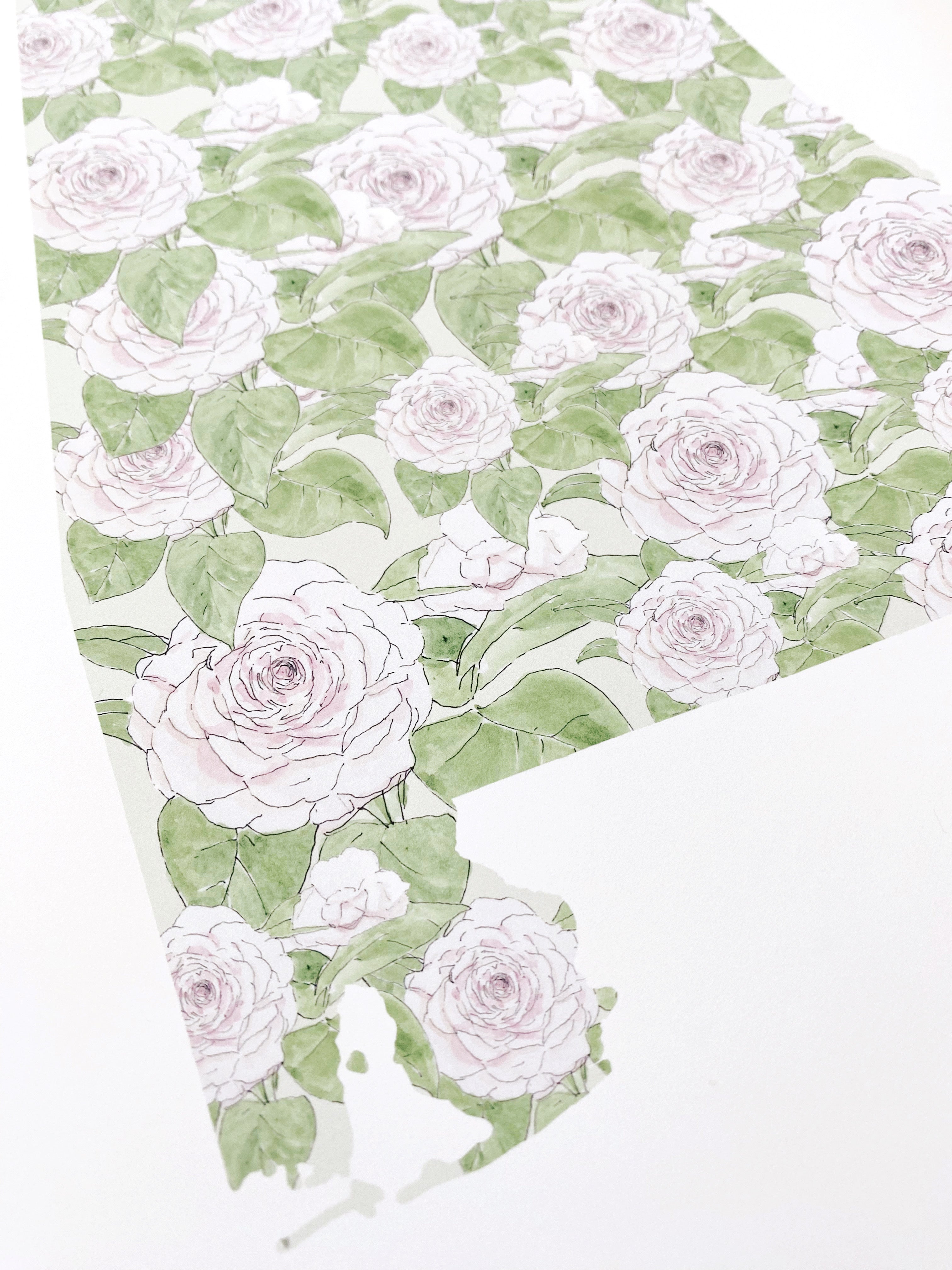ALABAMA State Flower Map: Camellia: PRINT