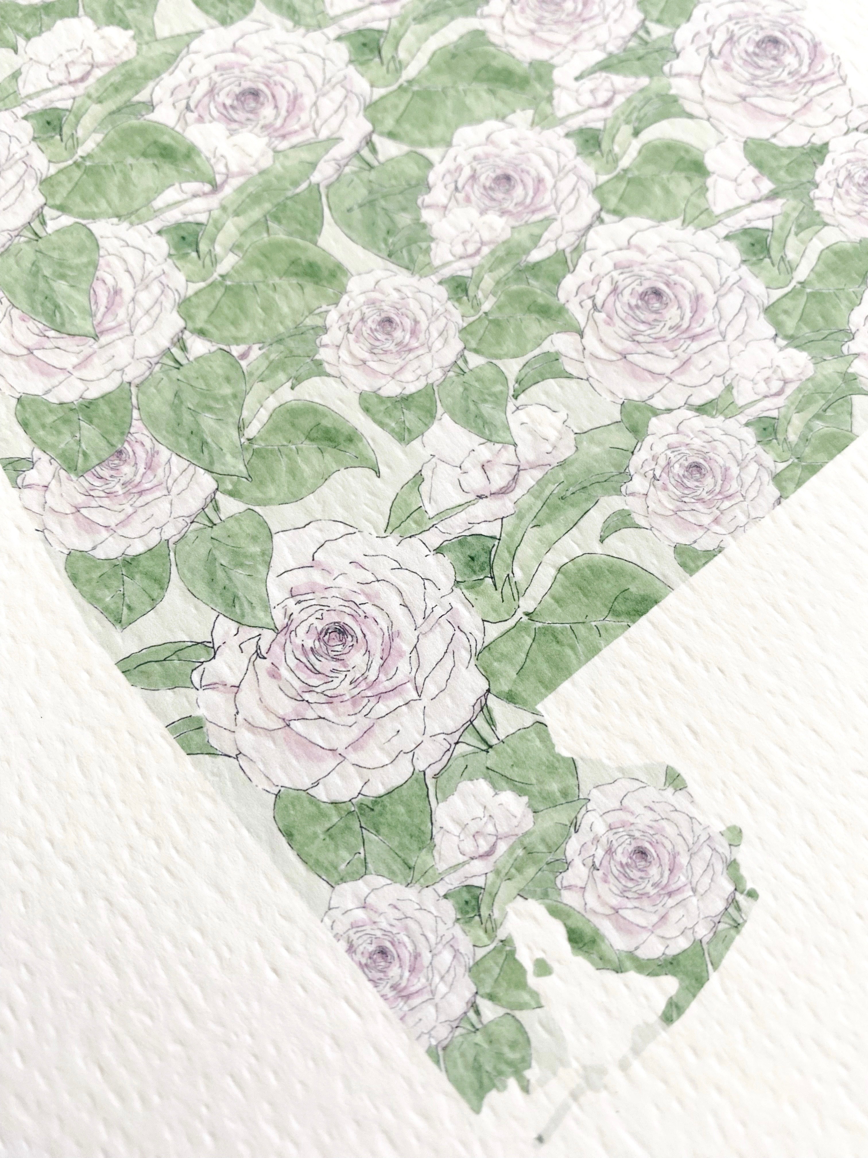 ALABAMA State Flower Map: Camellia: PRINT