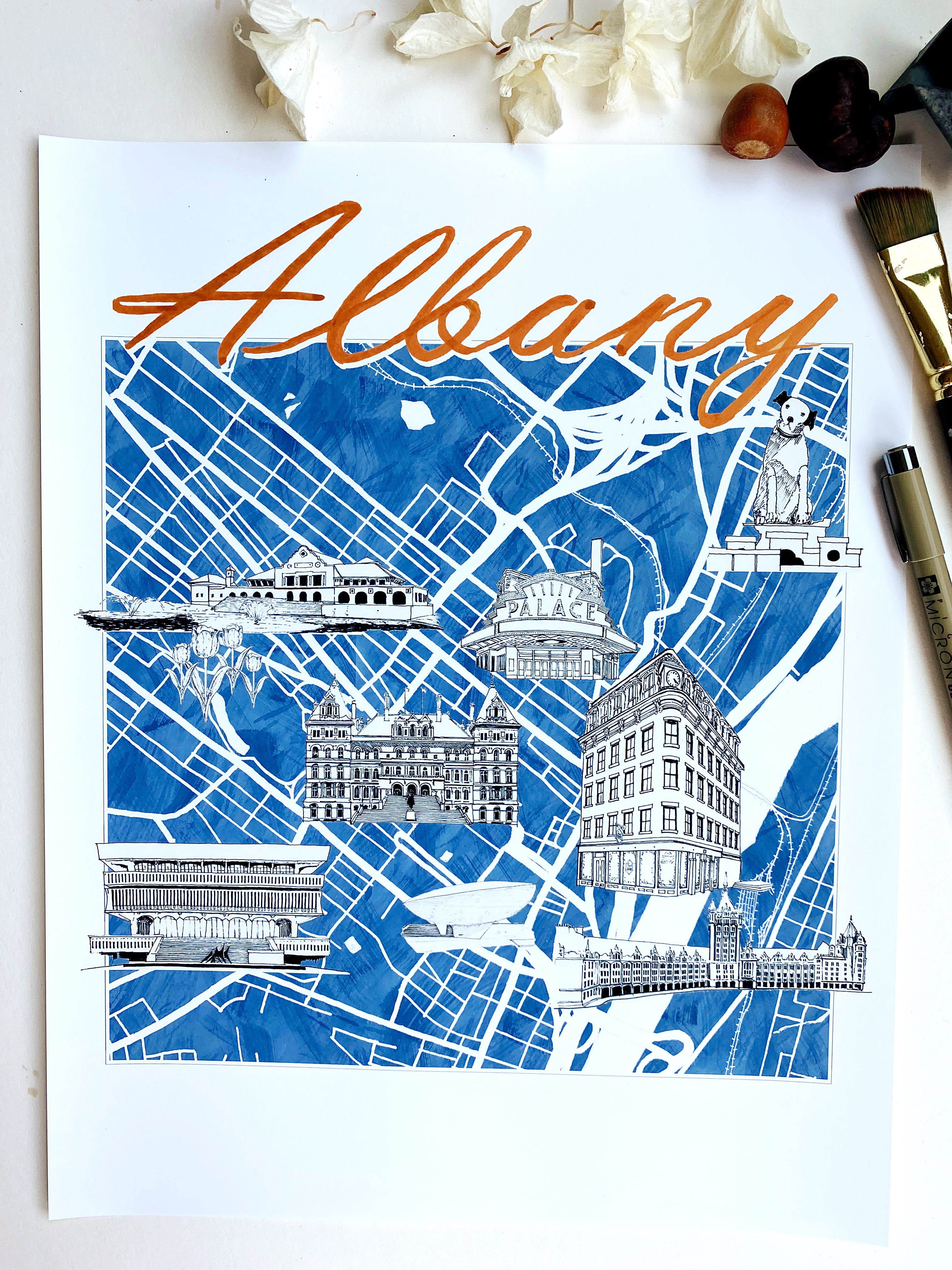 ALBANY New York "Charms" Map: PRINT