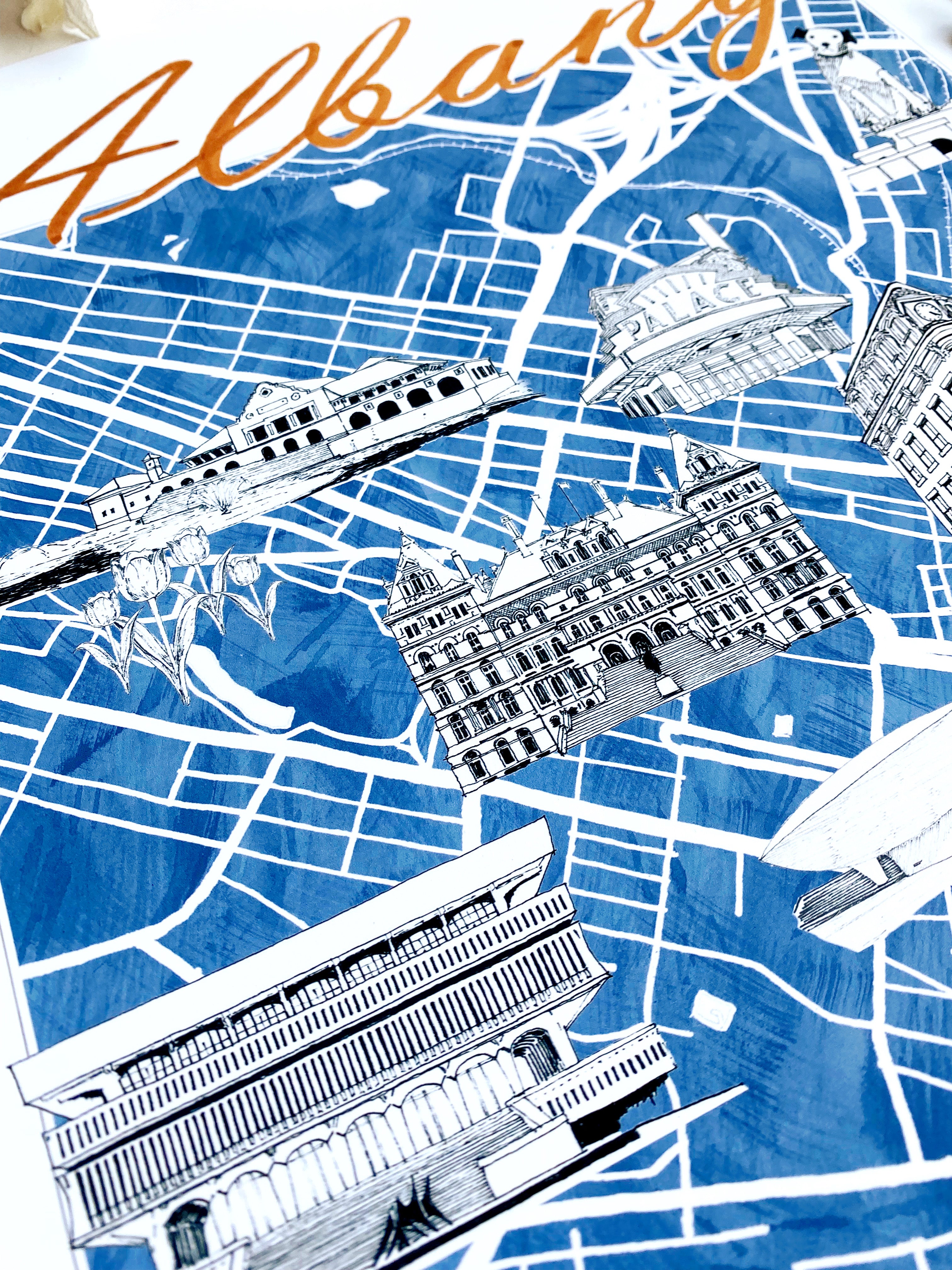 ALBANY New York "Charms" Map: PRINT