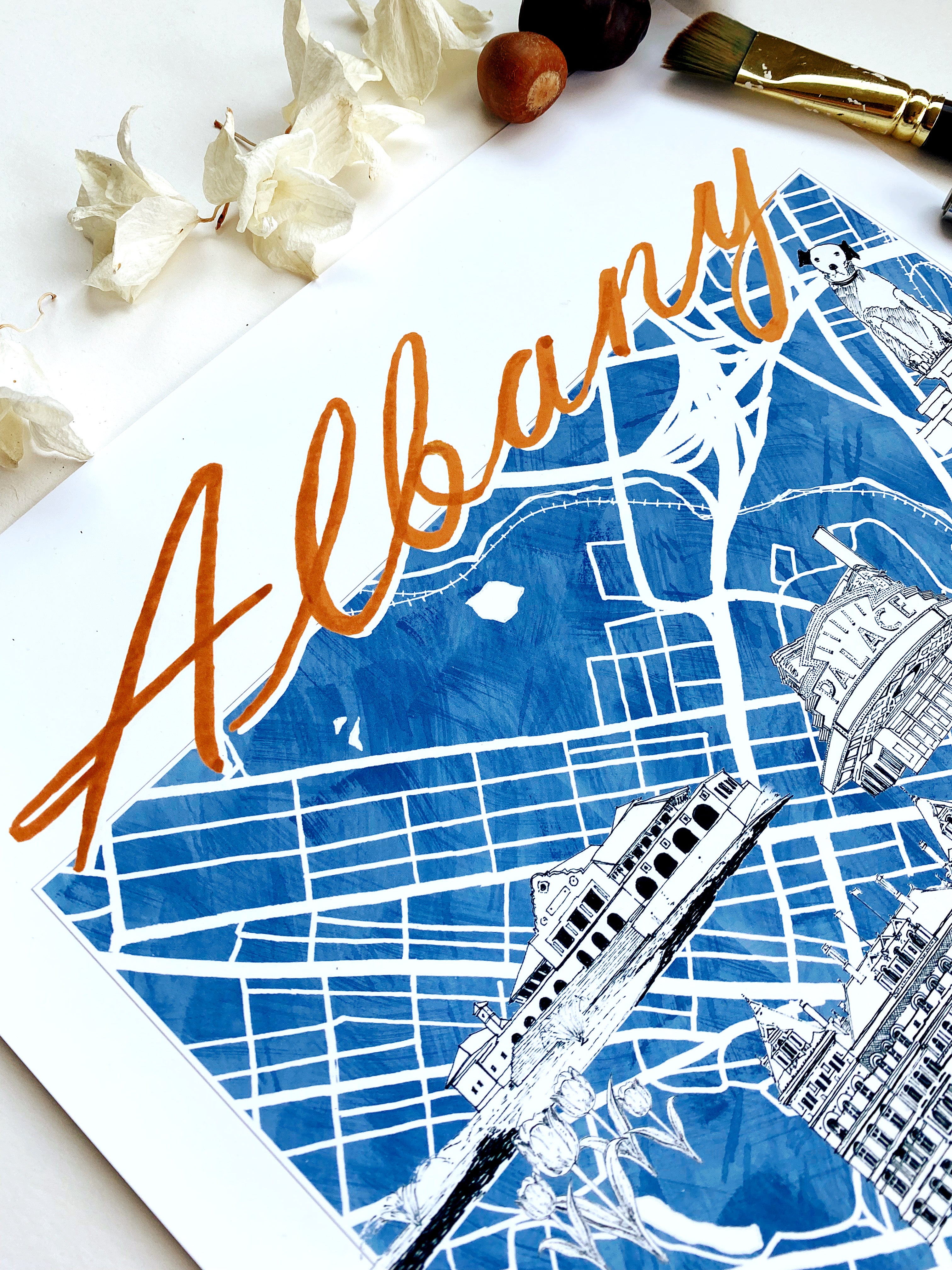 ALBANY New York "Charms" Map: PRINT