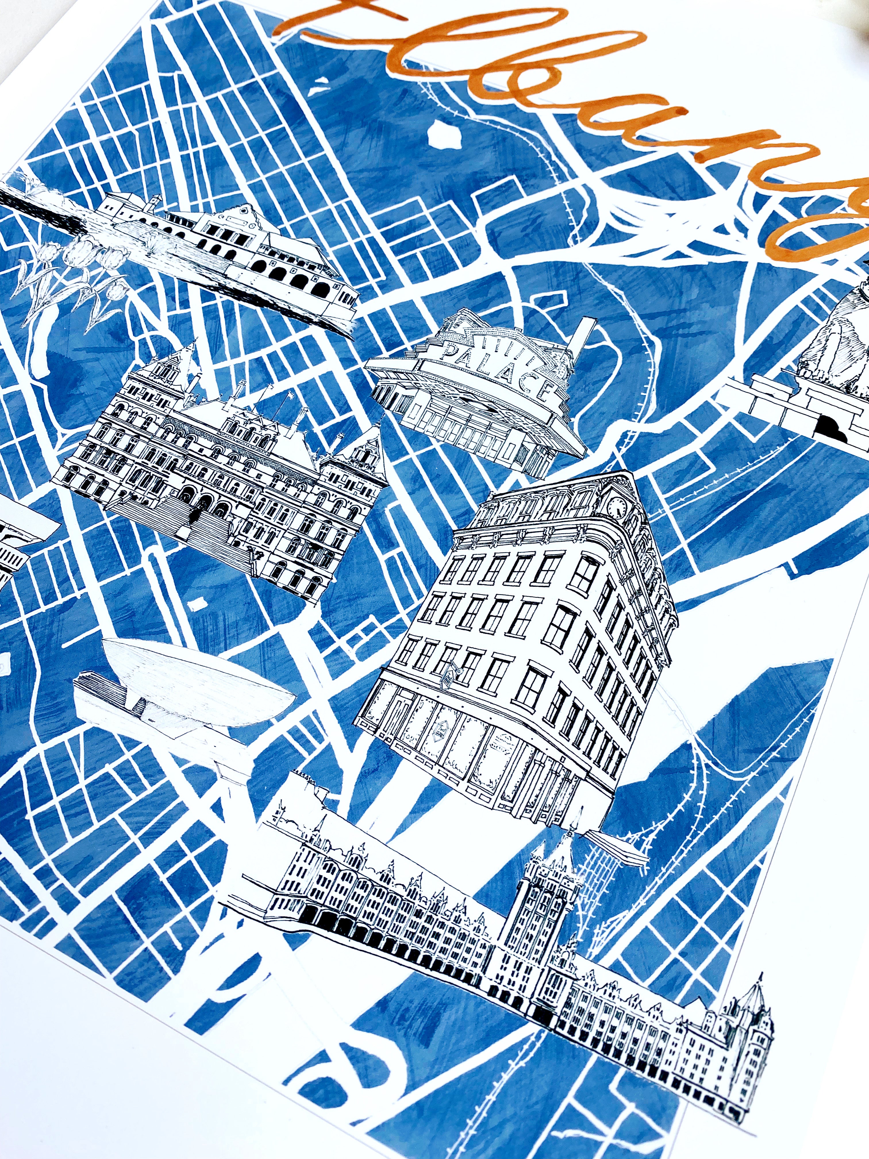 ALBANY New York "Charms" Map: PRINT