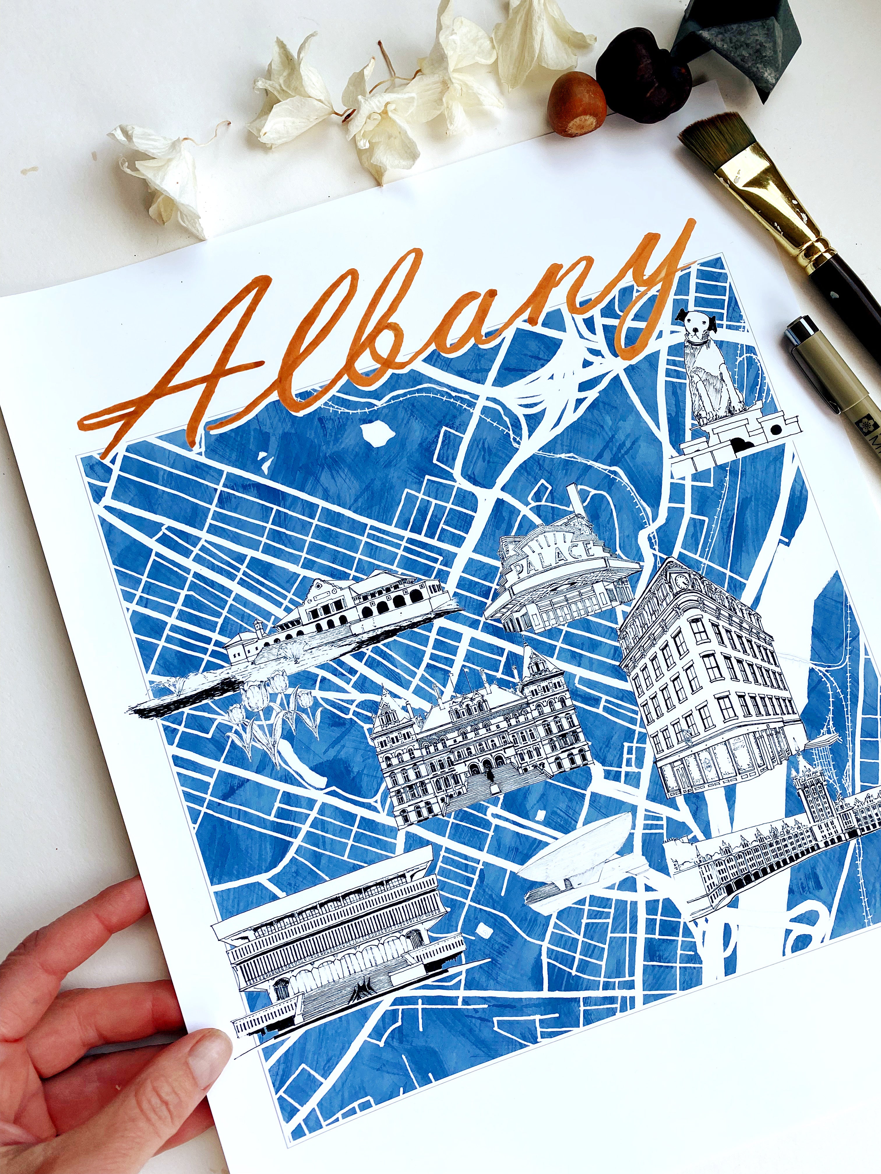 ALBANY New York "Charms" Map: PRINT