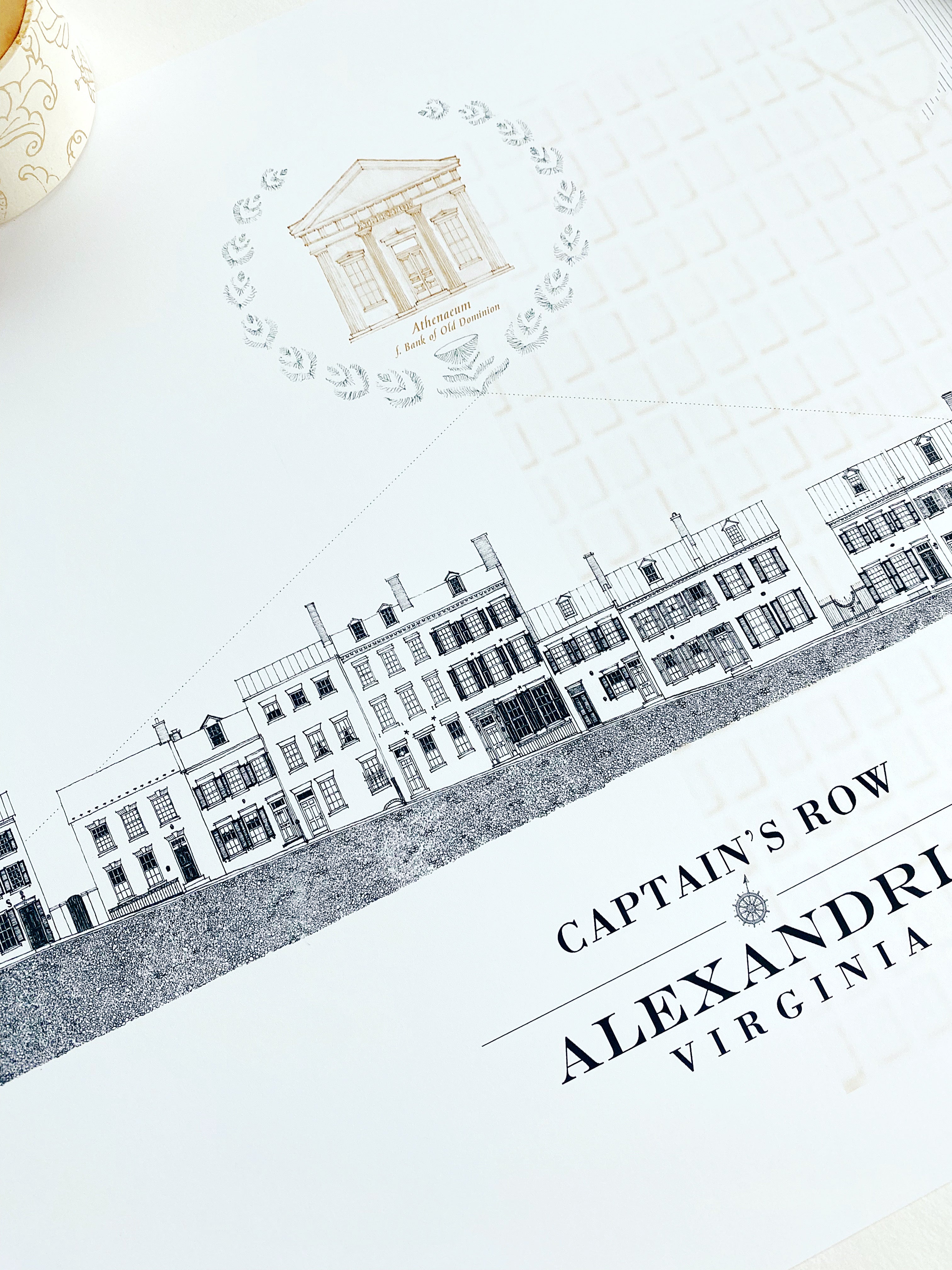 ALEXANDRIA Virginia Captains Row Streetscape Drawing: PRINT