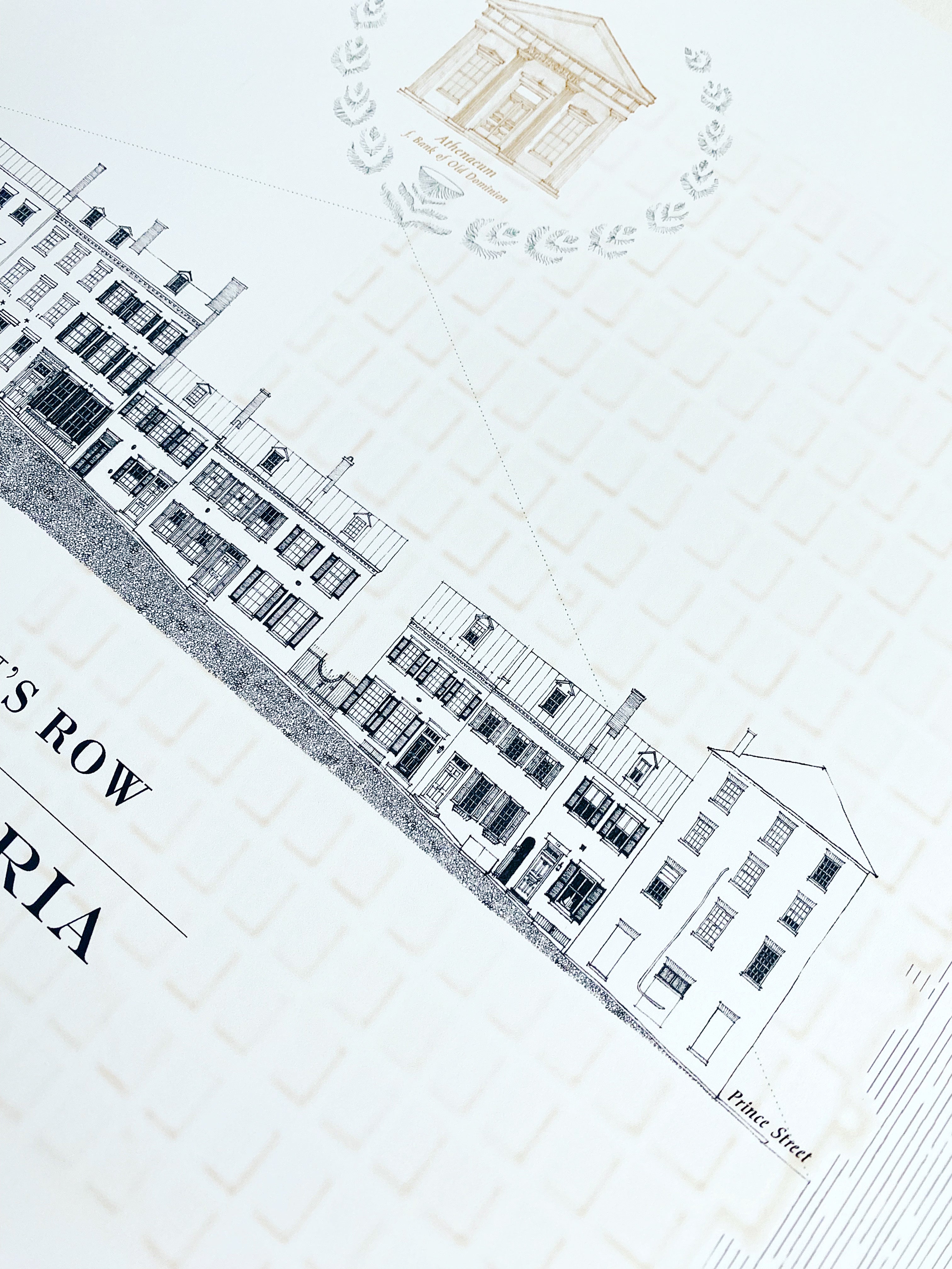 ALEXANDRIA Virginia Captains Row Streetscape Drawing: PRINT