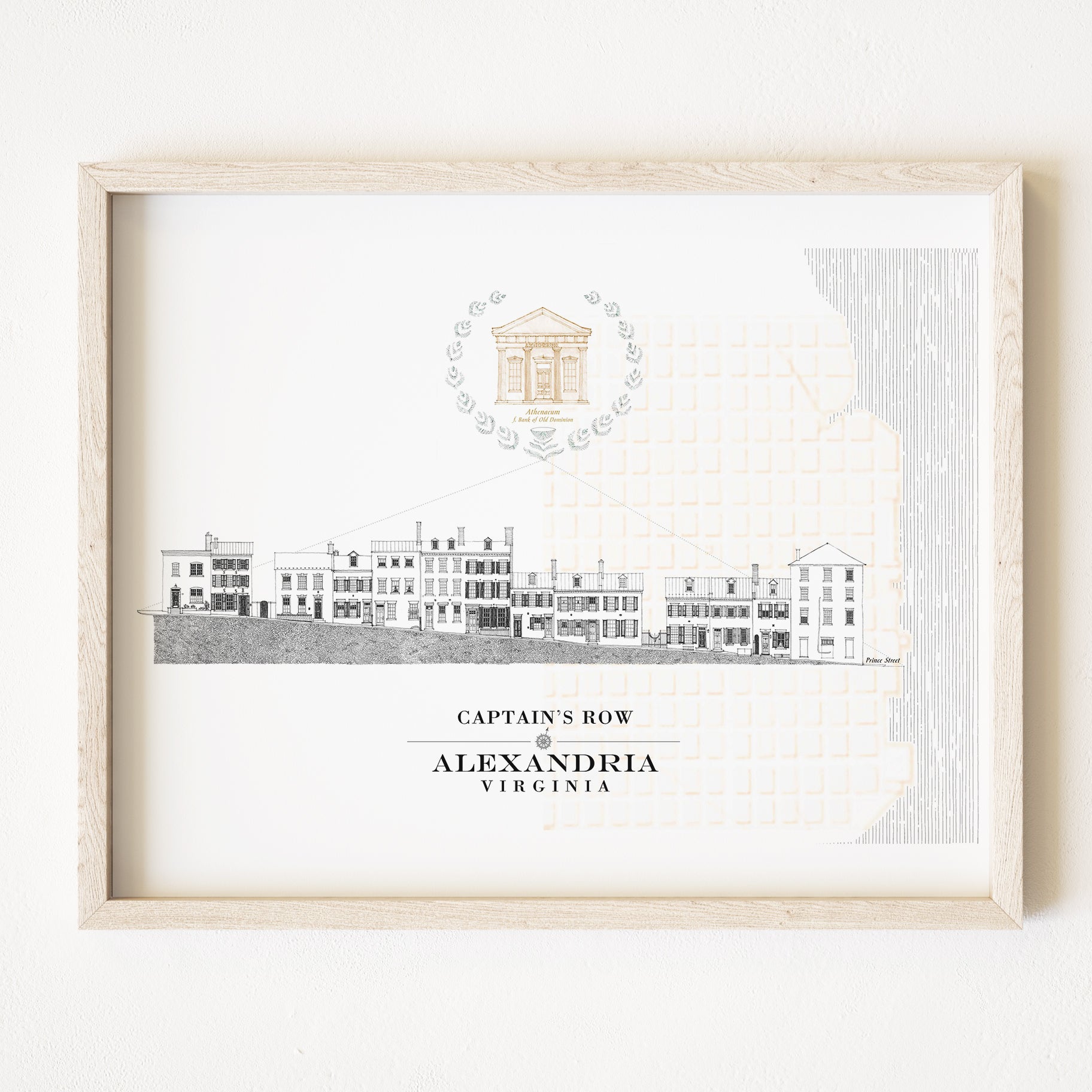 ALEXANDRIA Virginia Captains Row Streetscape Drawing: PRINT