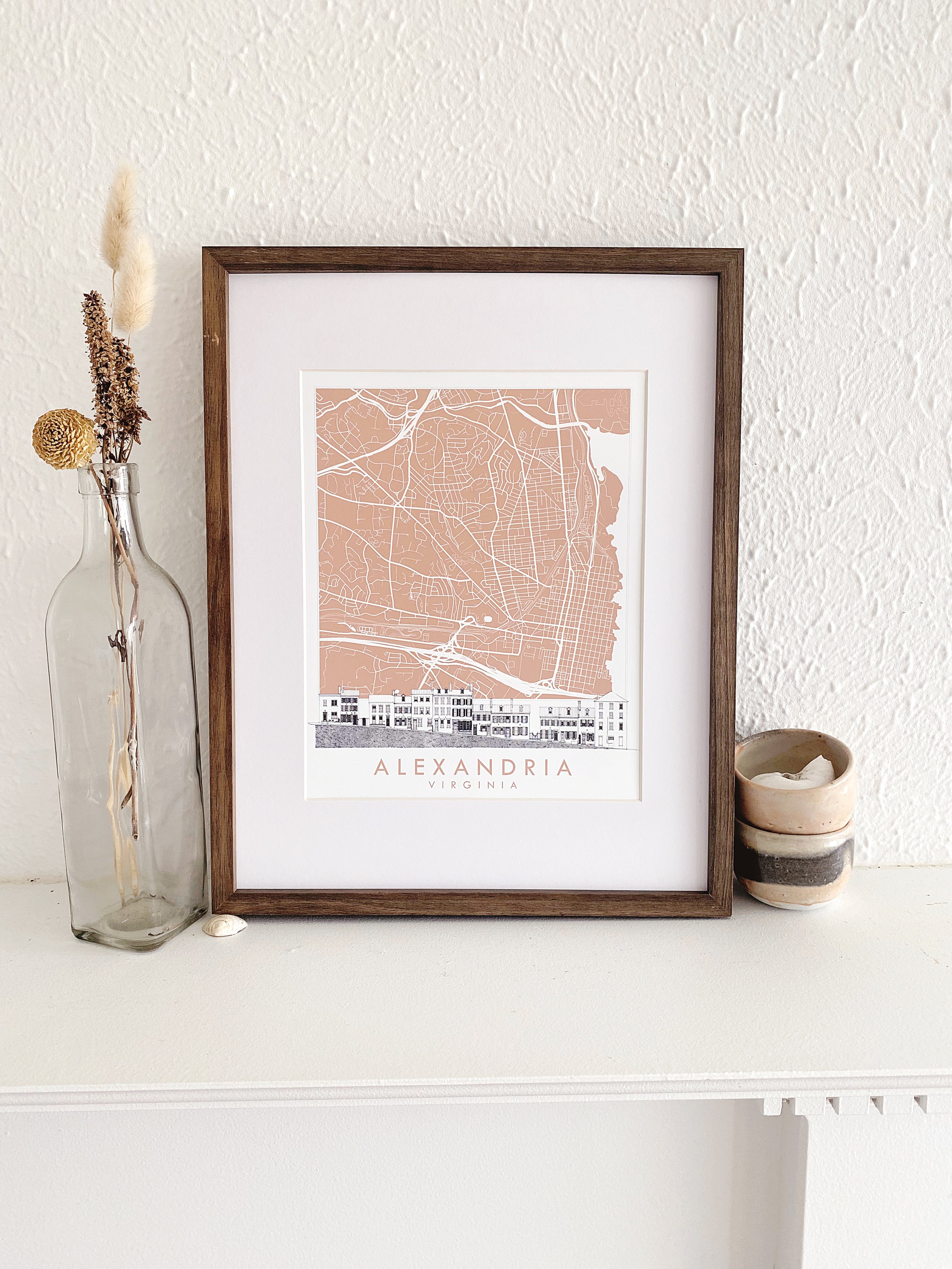 ALEXANDRIA Virginia Map + Captains Row Sketch: PRINT