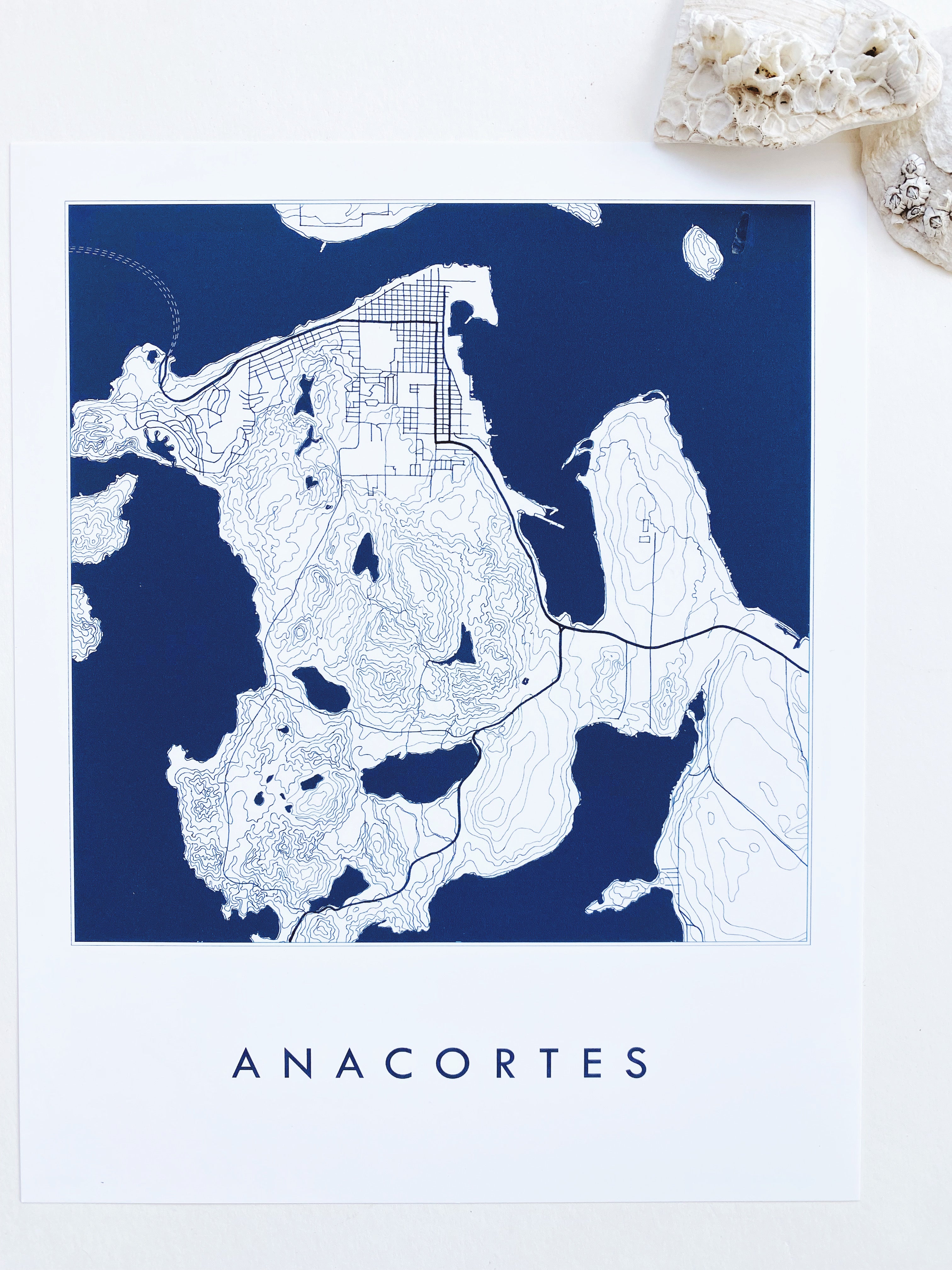 ANACORTES Washington Hand Drawn "Blueprint" Map: PRINT