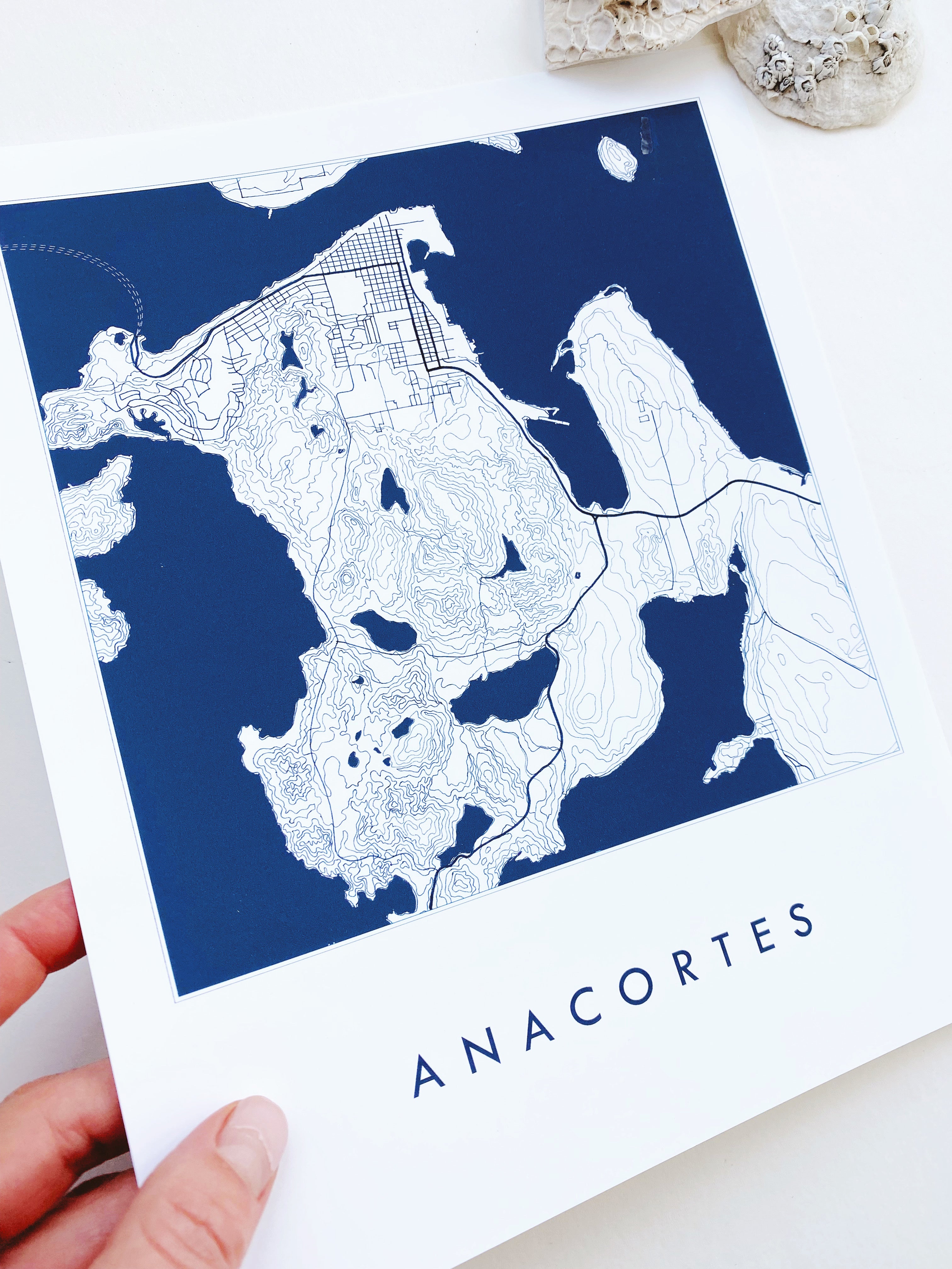 ANACORTES Washington Hand Drawn "Blueprint" Map: PRINT