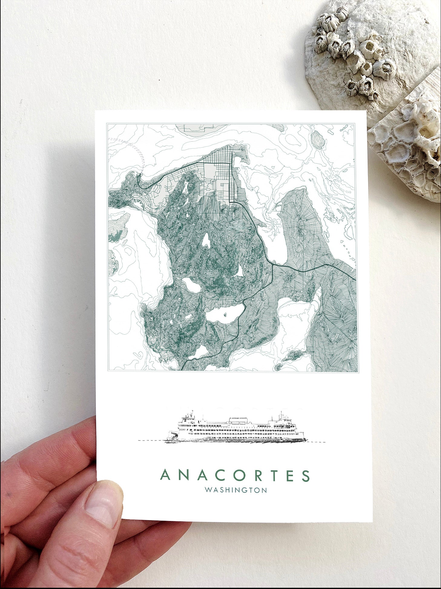 ANACORTES Washington Topographic Map Postcard