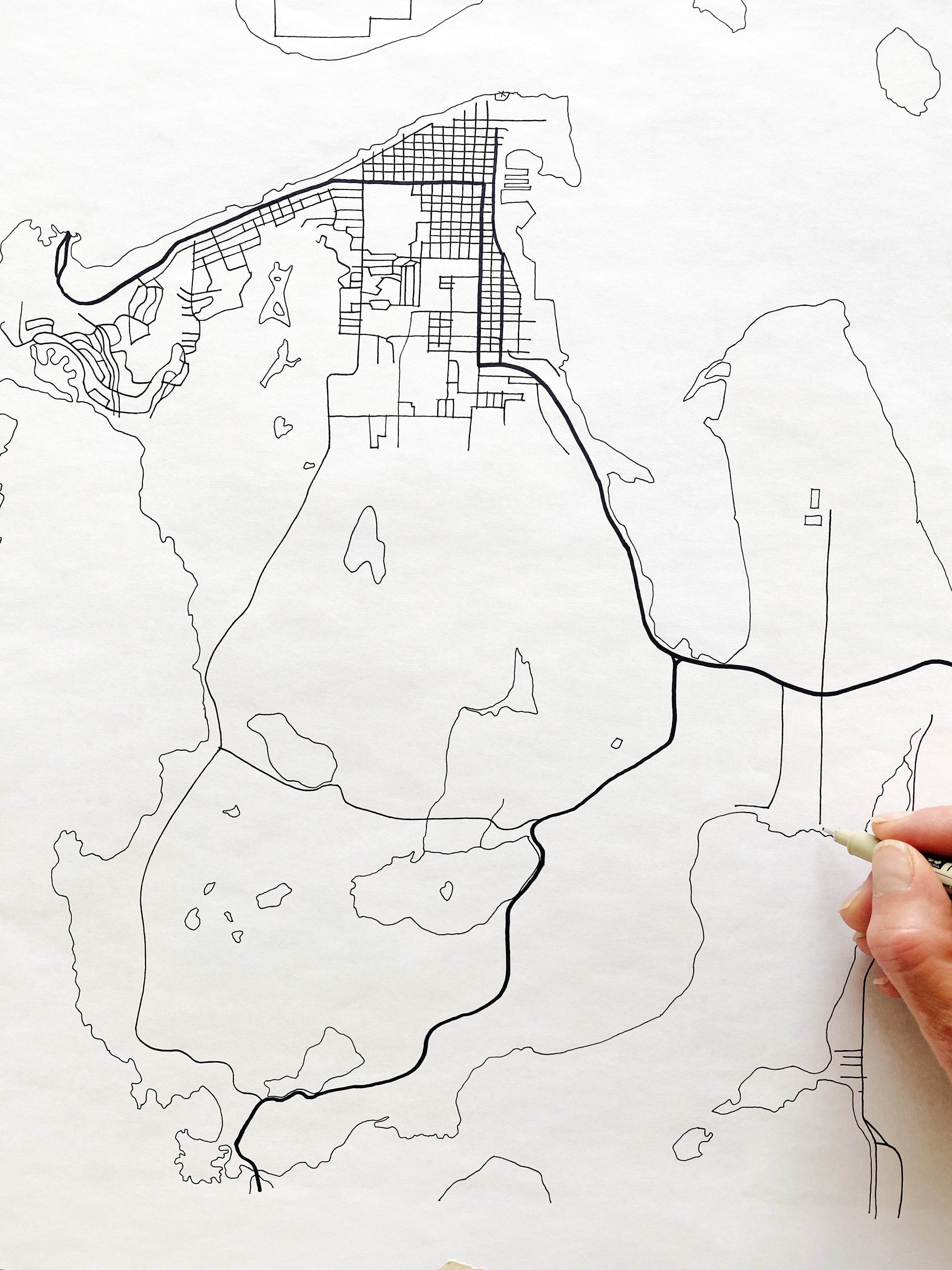 ANACORTES Washington Hand Drawn "Blueprint" Map: PRINT