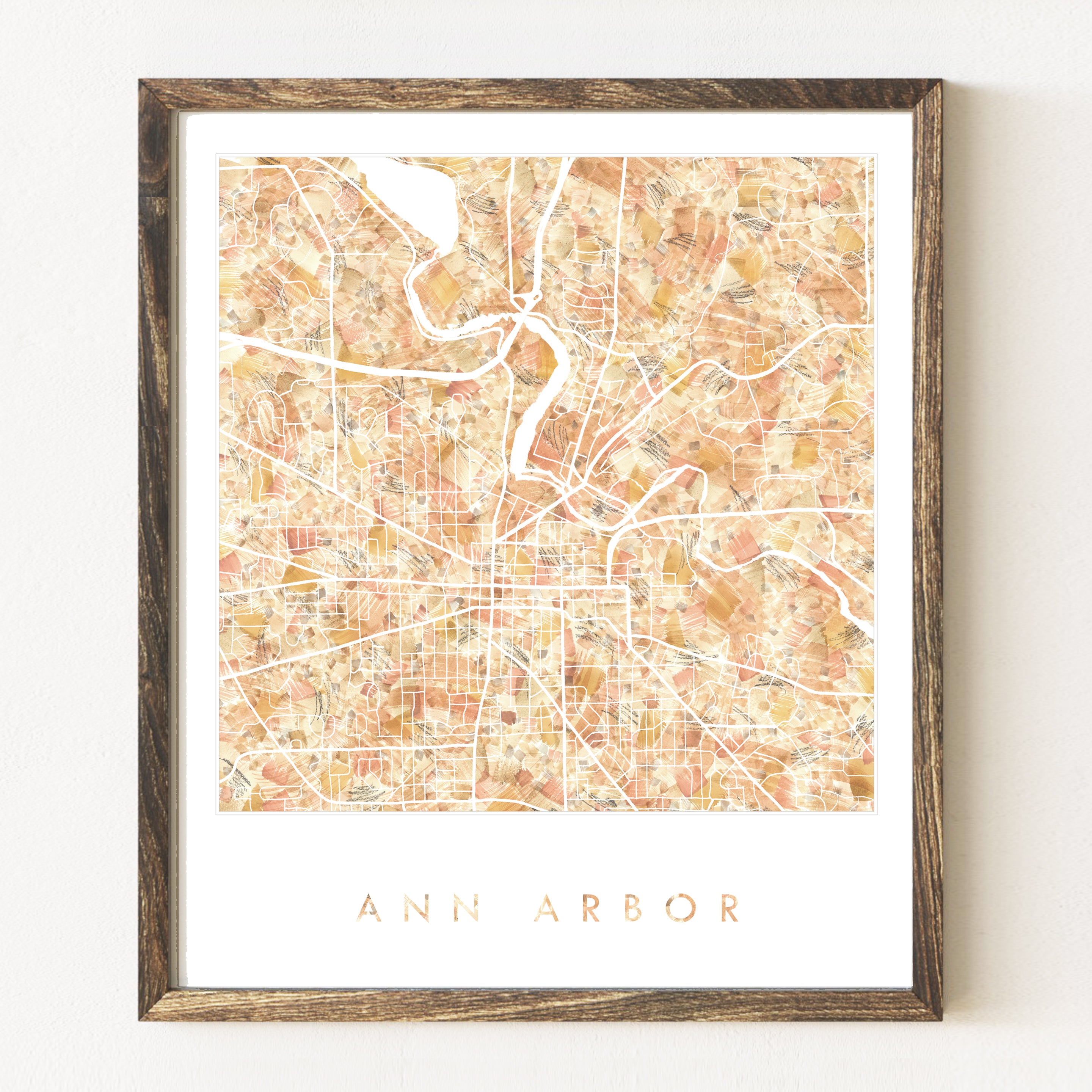 ANN ARBOR Michigan Urban Fabrics City Map: PRINT