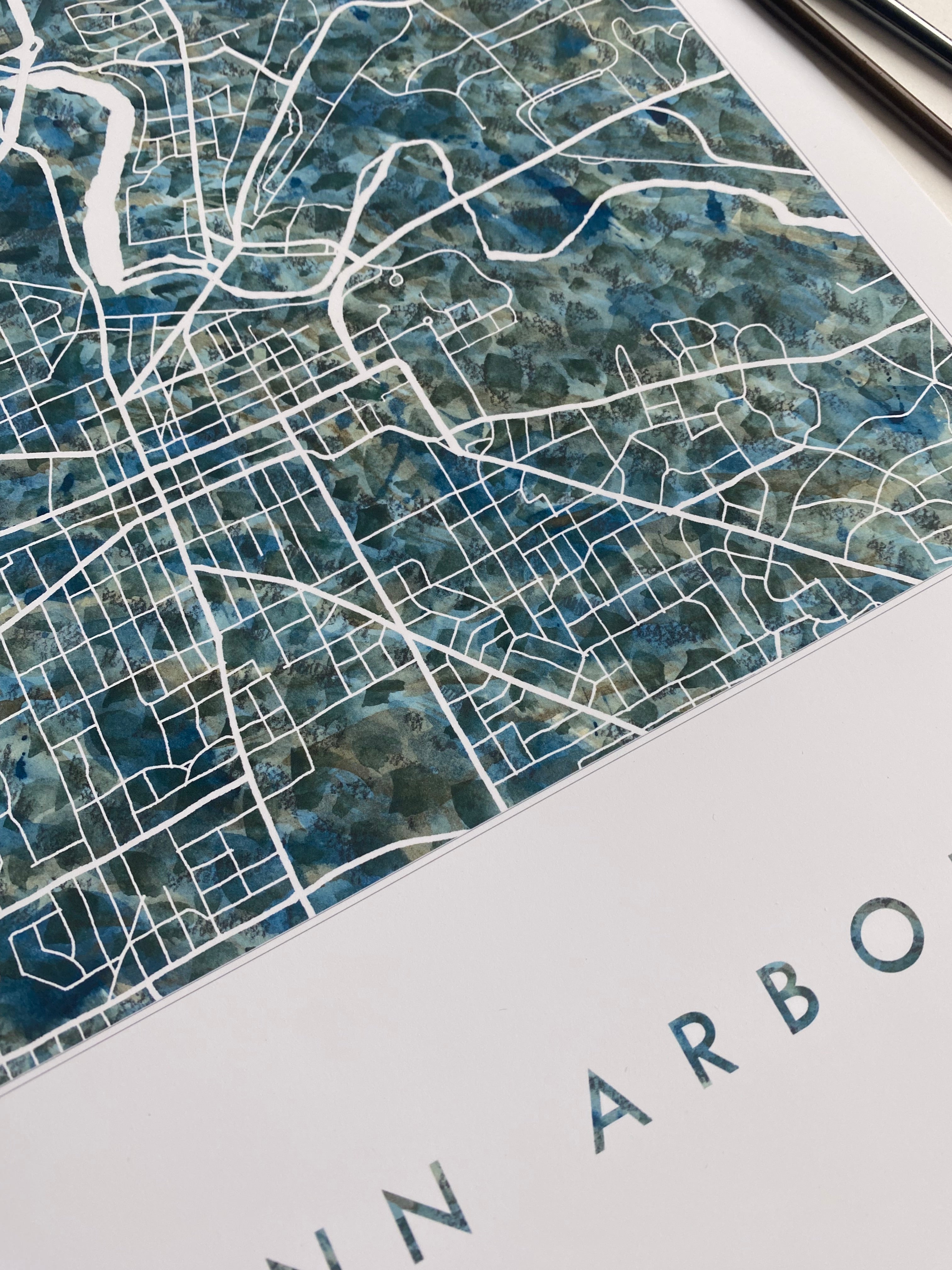 ANN ARBOR Michigan Urban Fabrics City Map: PRINT