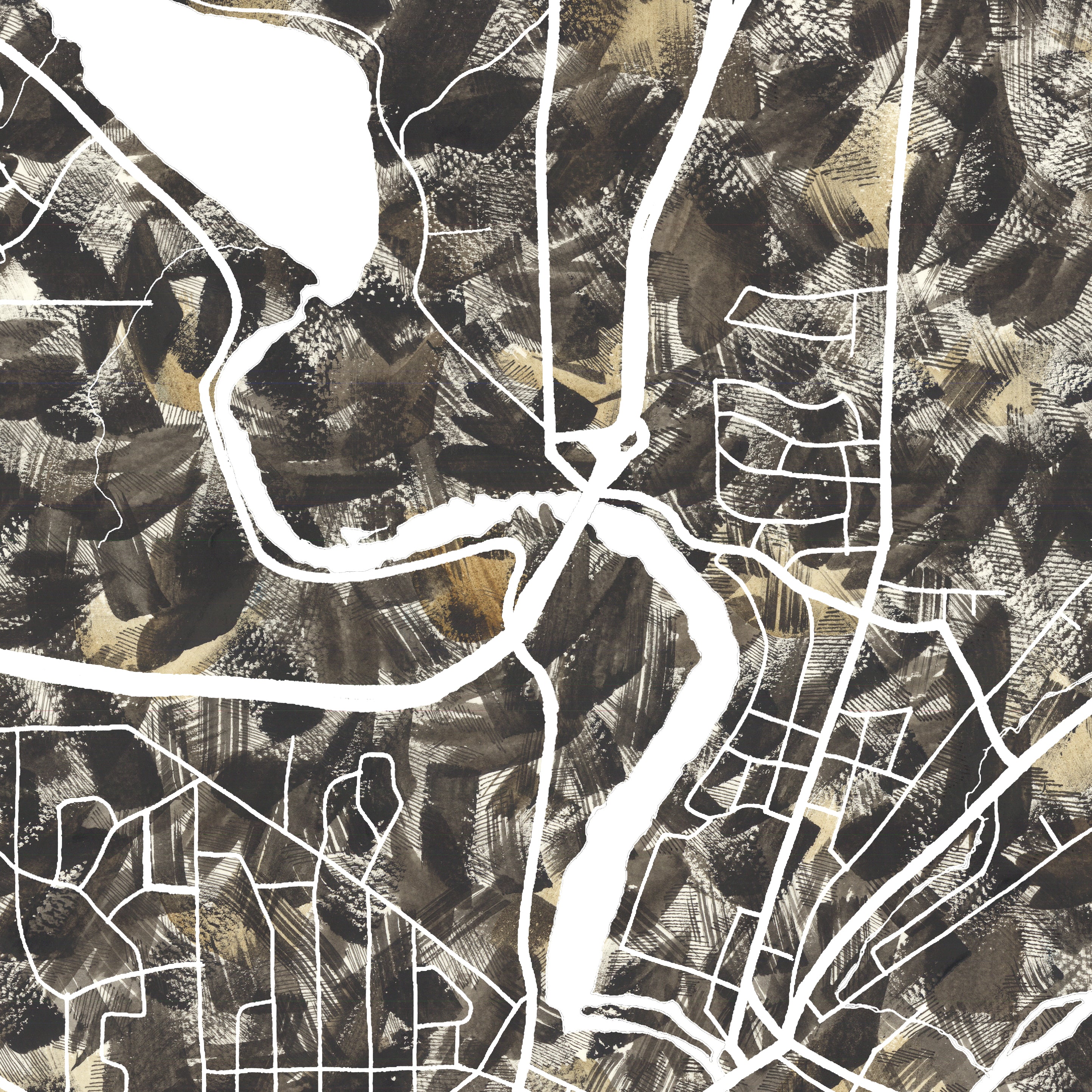 ANN ARBOR Michigan Urban Fabrics City Map: PRINT